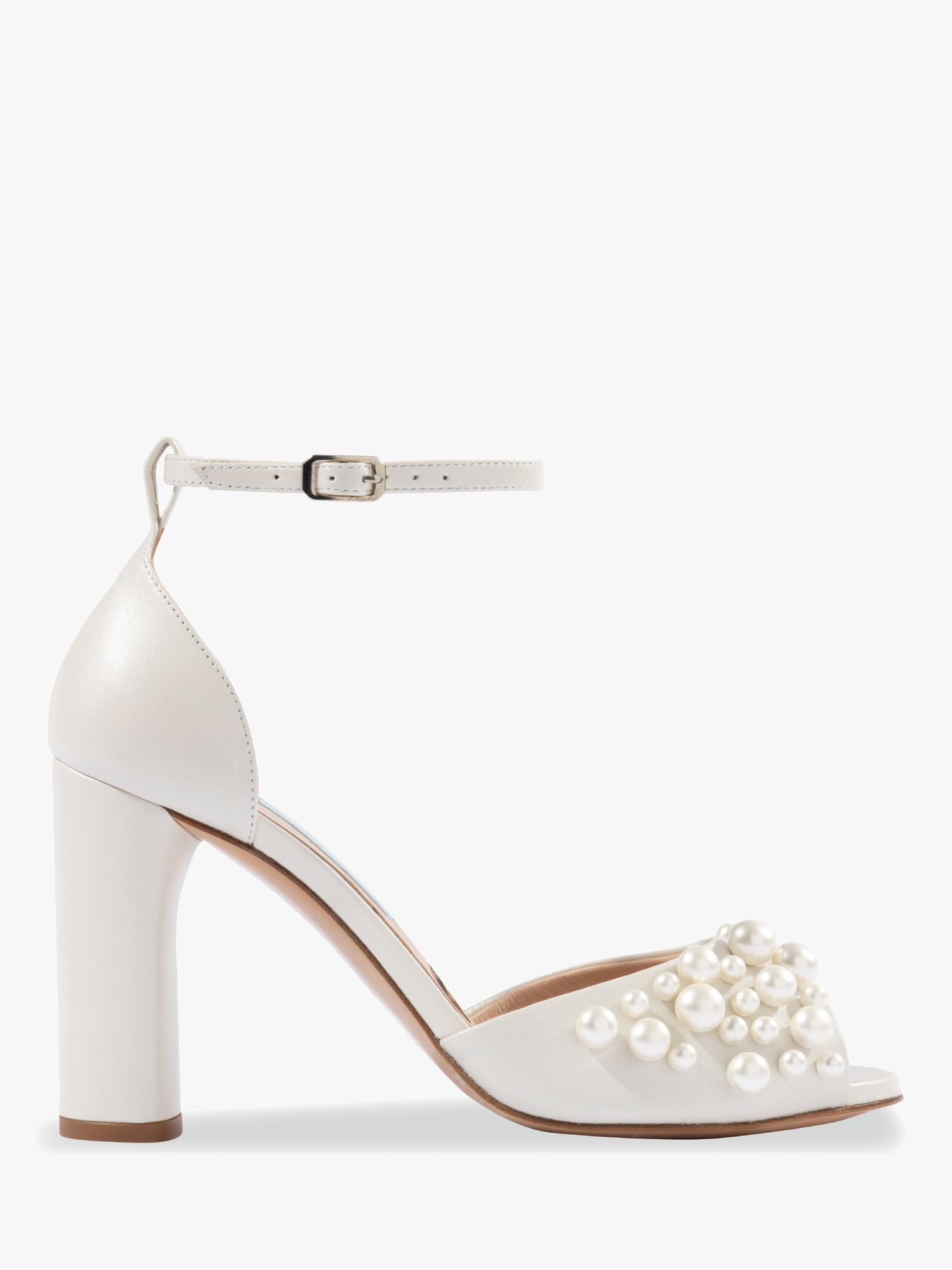 Charlotte Mills Lulu Pearl Block Heel Wedding Sandals, Ivory at John ...