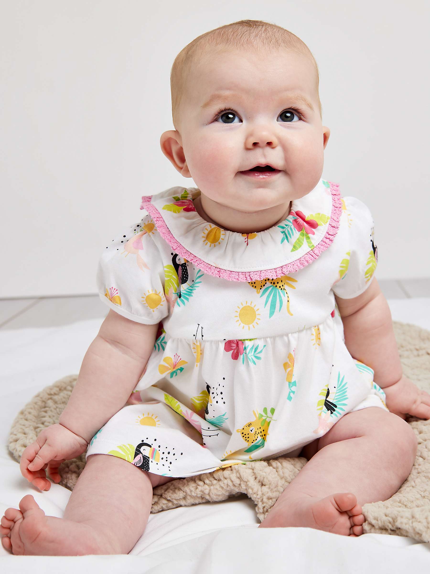 Buy Mini Cuddles Baby Tropical Floral & Animal Print Crochet Collar Dress, Pack Of 2, Pink/Multi Online at johnlewis.com