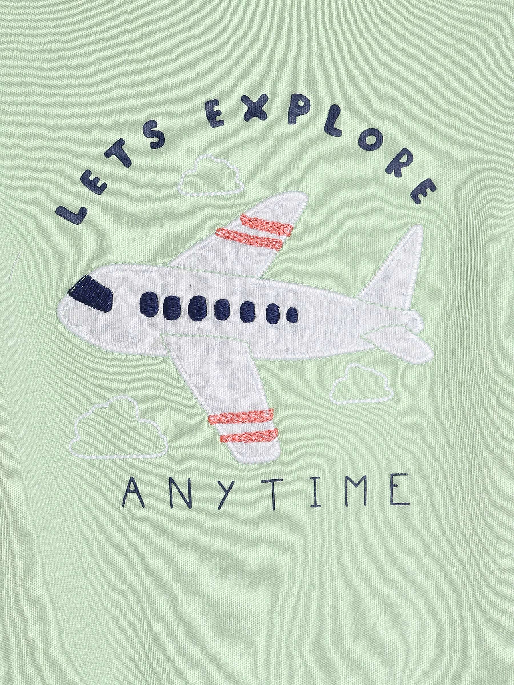 Buy Mini Cuddles Baby Aeroplane Graphic Bodysuit & Shorts Set, Green/Multi Online at johnlewis.com