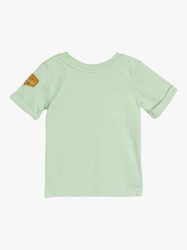 Mini Cuddles Baby Badge T-Shirt & Globe Trotter Print Dungarees Set, Grey/Multi