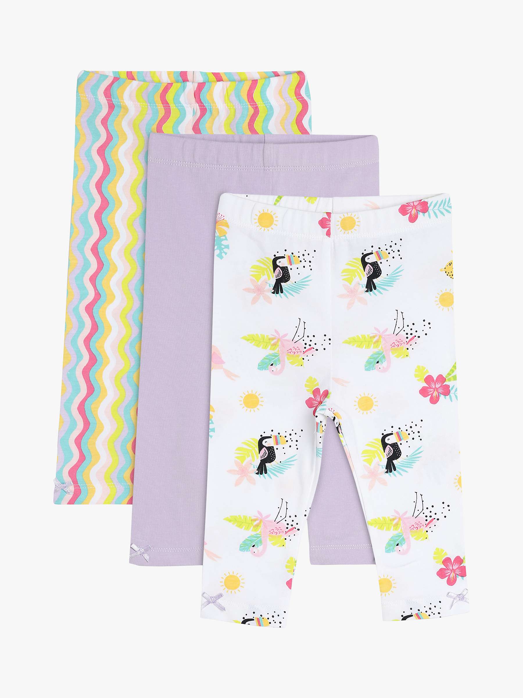 Buy Mini Cuddles Baby Wavy Stripe, Tropical Graphic & Plain Leggings, Pack of 3, Multi Online at johnlewis.com