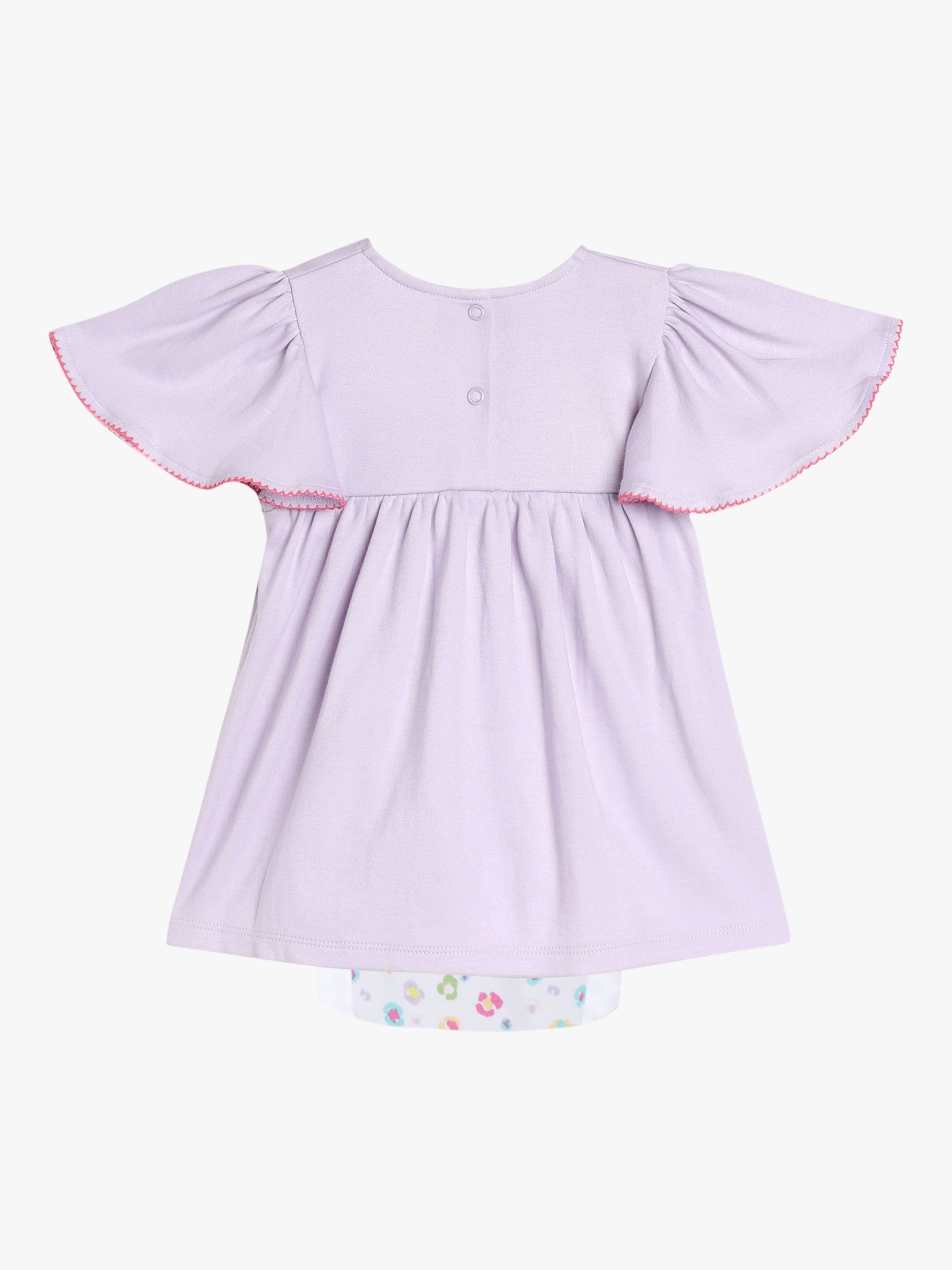 Mini Cuddles Baby Floral Embroidered Integral Bodysuit Dress, Purple Multi, 3-6 months