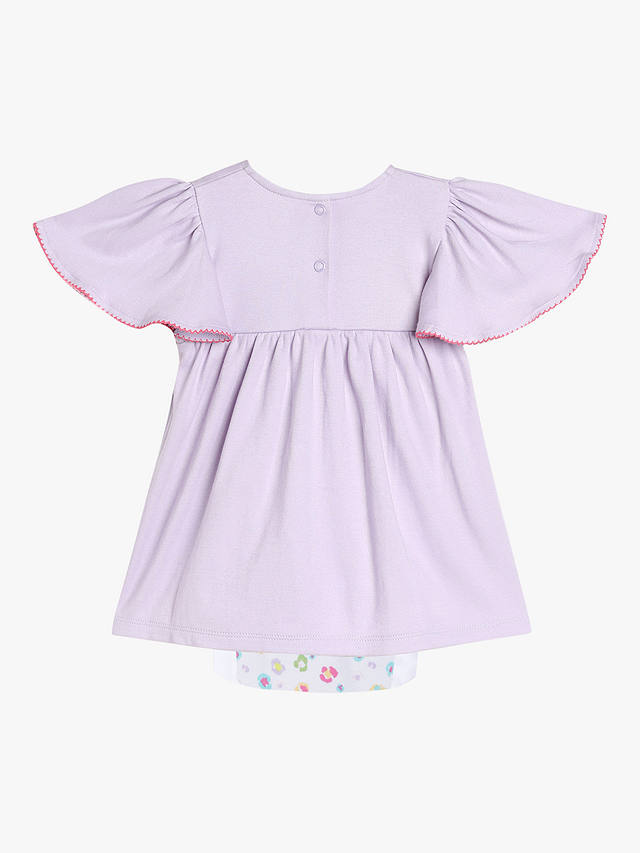 Mini Cuddles Baby Floral Embroidered Integral Bodysuit Dress, Purple/Multi