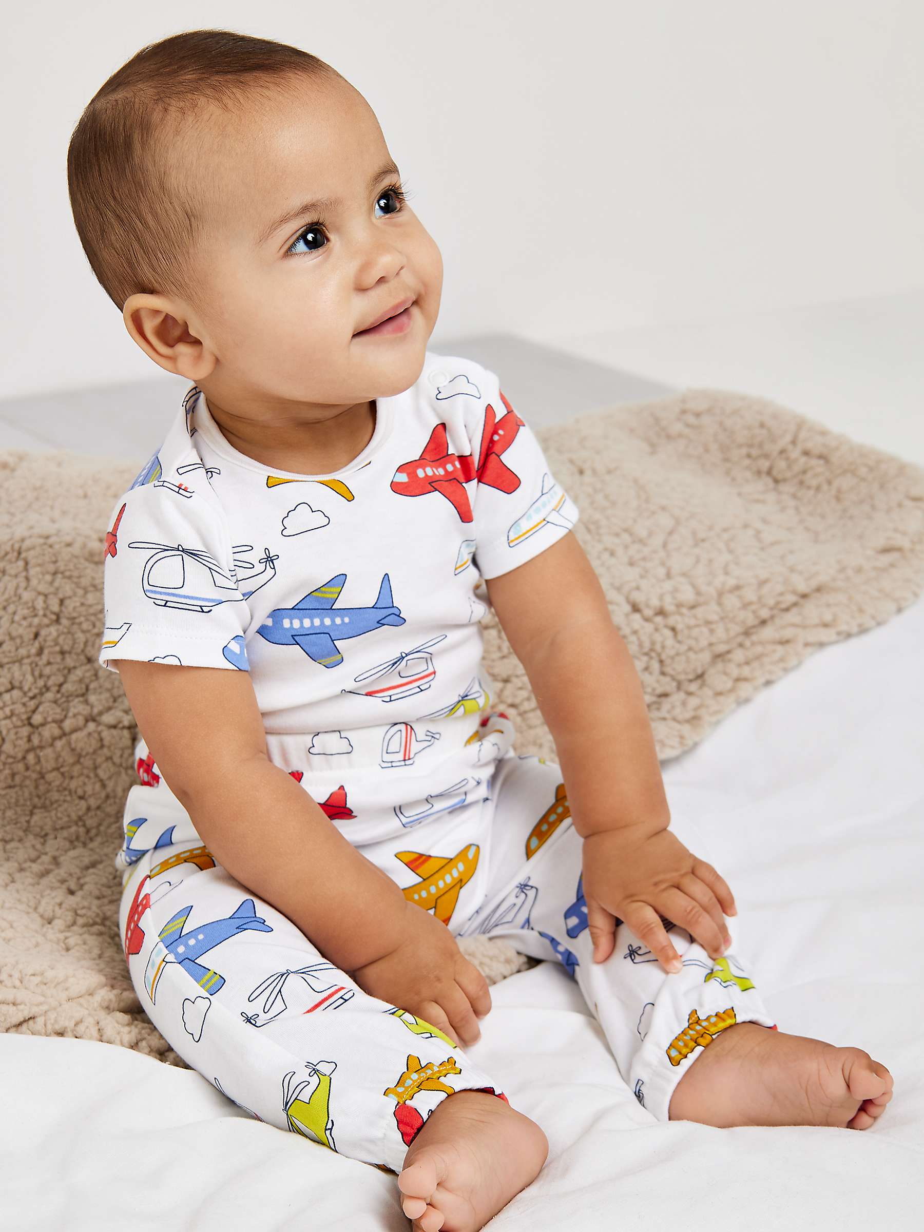 Buy Mini Cuddles Baby Badge, Planes & Trains Graphic Joggers, Pack of 3, Green/Grey Online at johnlewis.com