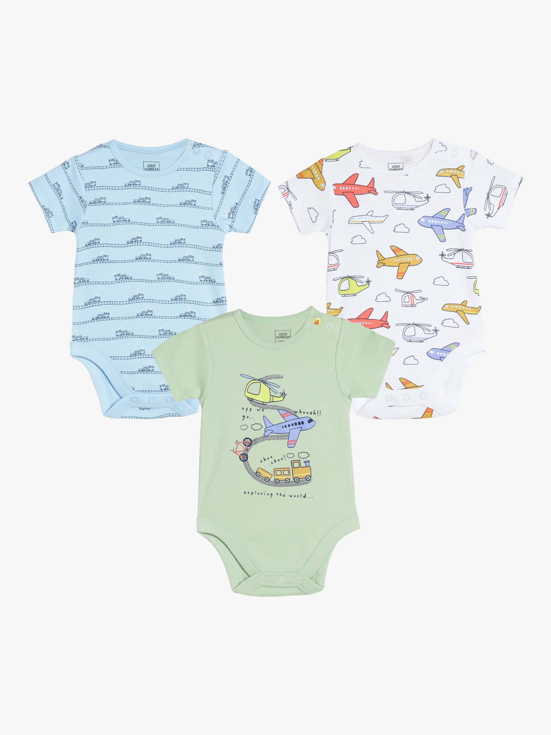 Buy Mini Cuddles Baby Planes, Trains & Automobile Graphic Bodysuits, Pack of 3, Multi Online at johnlewis.com