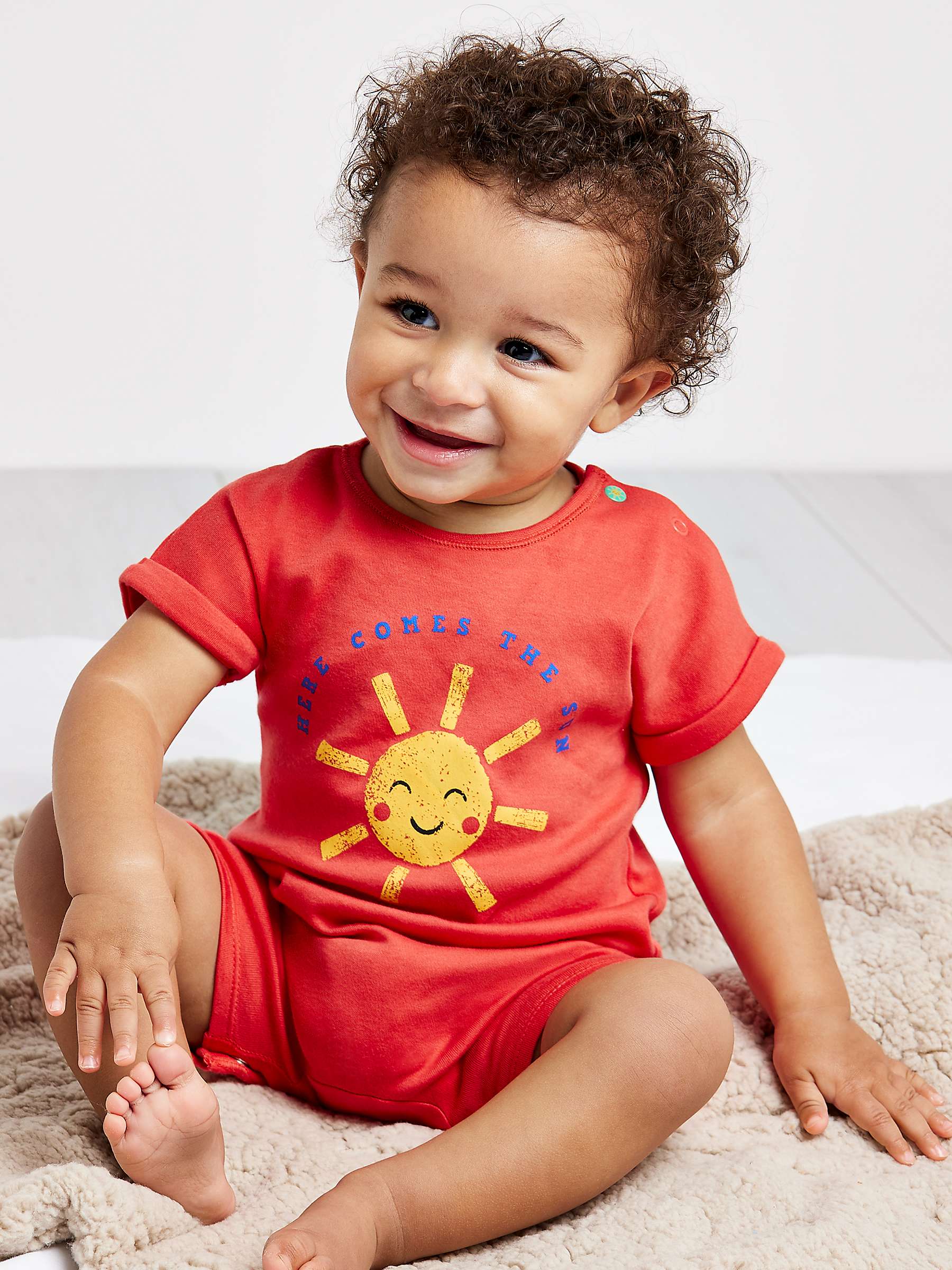 Buy Mini Cuddles Baby Sun & Coastal Graphic Romper, Pack of 2, Red/Multi Online at johnlewis.com