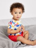 Mini Cuddles Baby Bear, Coastal Graphic & Nautical Stripe Bodysuits, Pack Of 3, White/Multi