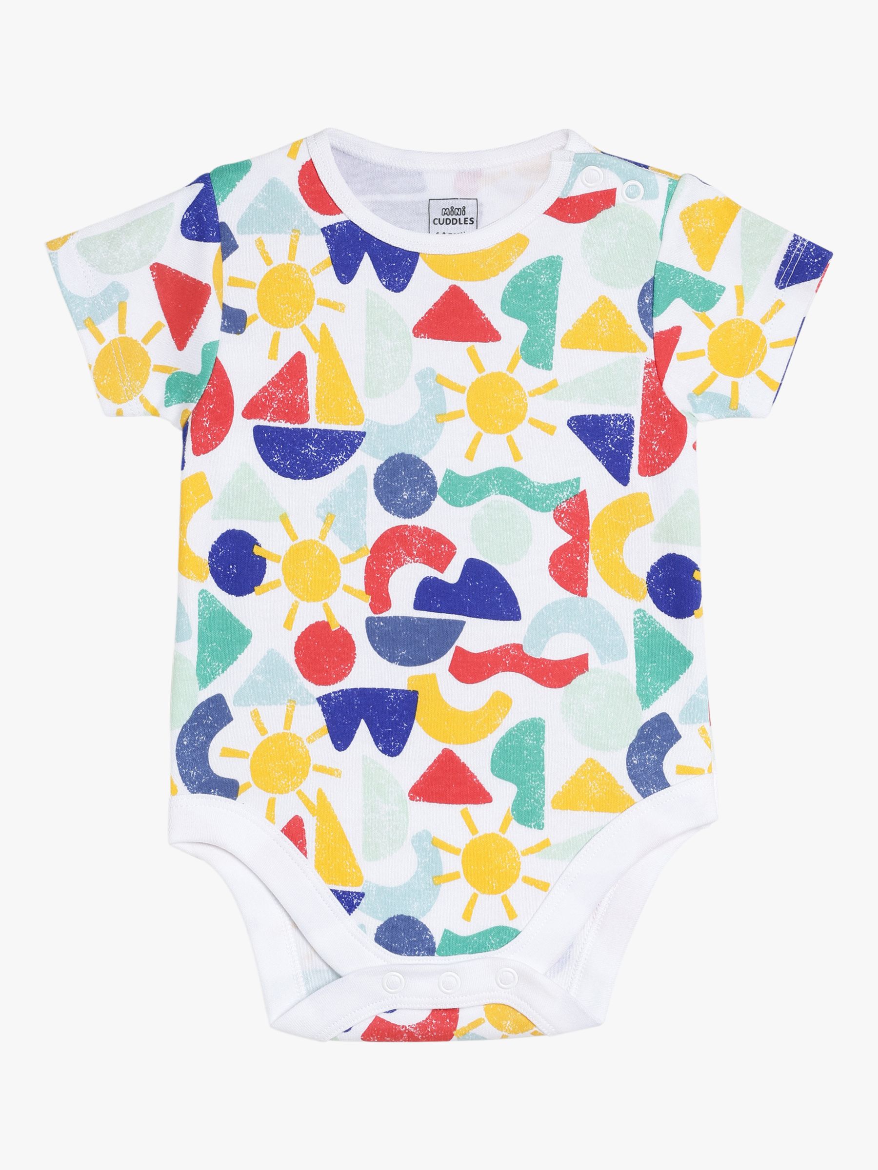 Mini Cuddles Baby Bear, Coastal Graphic & Nautical Stripe Bodysuits, Pack Of 3, White/Multi, 6-9 months