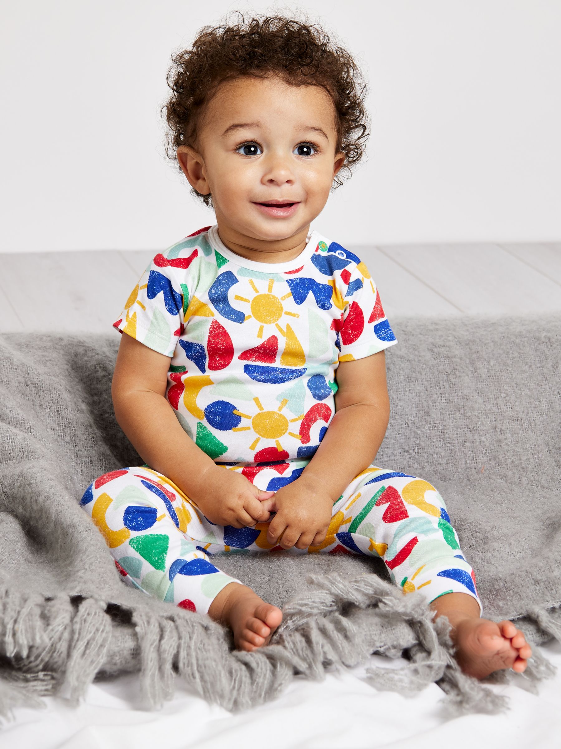 Mini Cuddles Baby Nautical Stripe & Coastal Graphic Top, Bodysuit & Leggings Set, Pack of 4, White/Multi, 6-9 months
