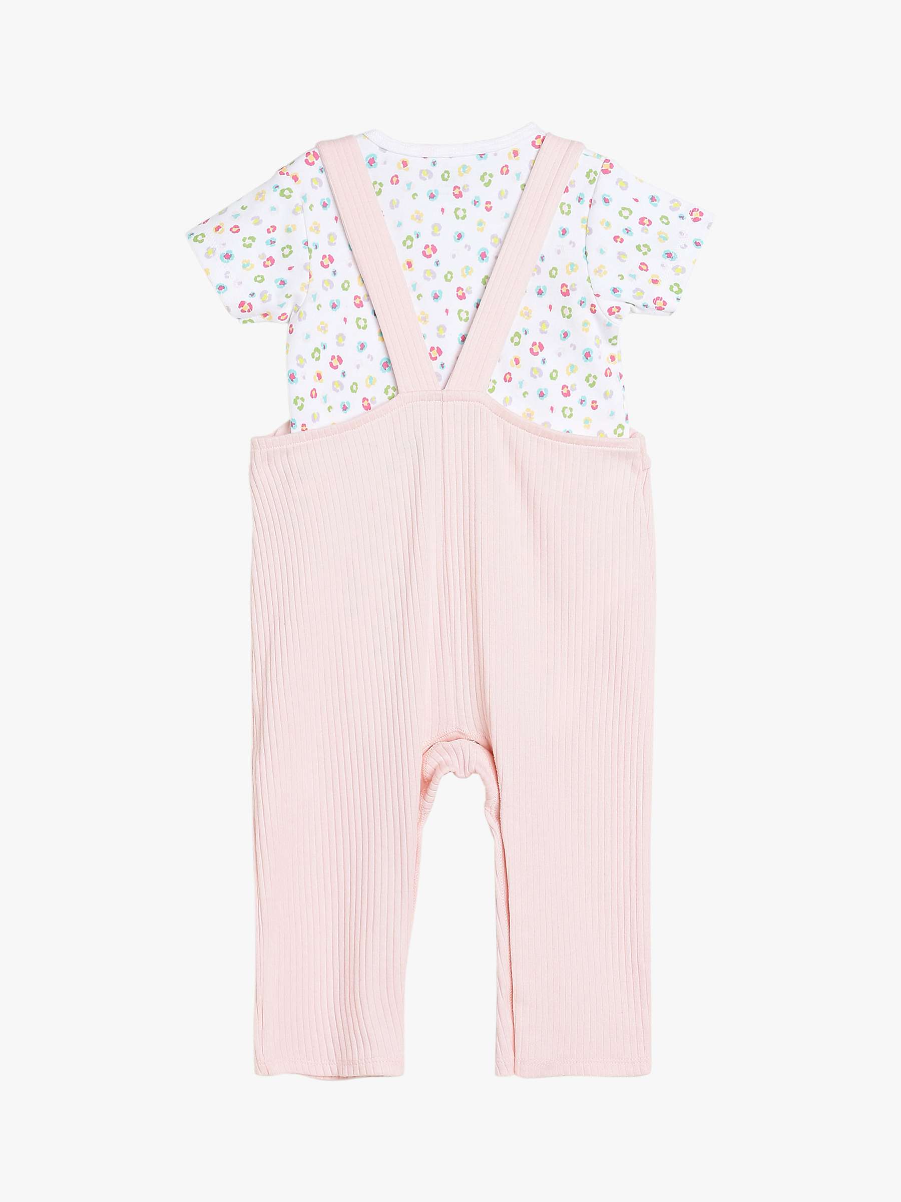 Buy Mini Cuddles Baby Floral Bodysuit & Tropical Bird Graphic Dungarees Set, Pink/Multi Online at johnlewis.com