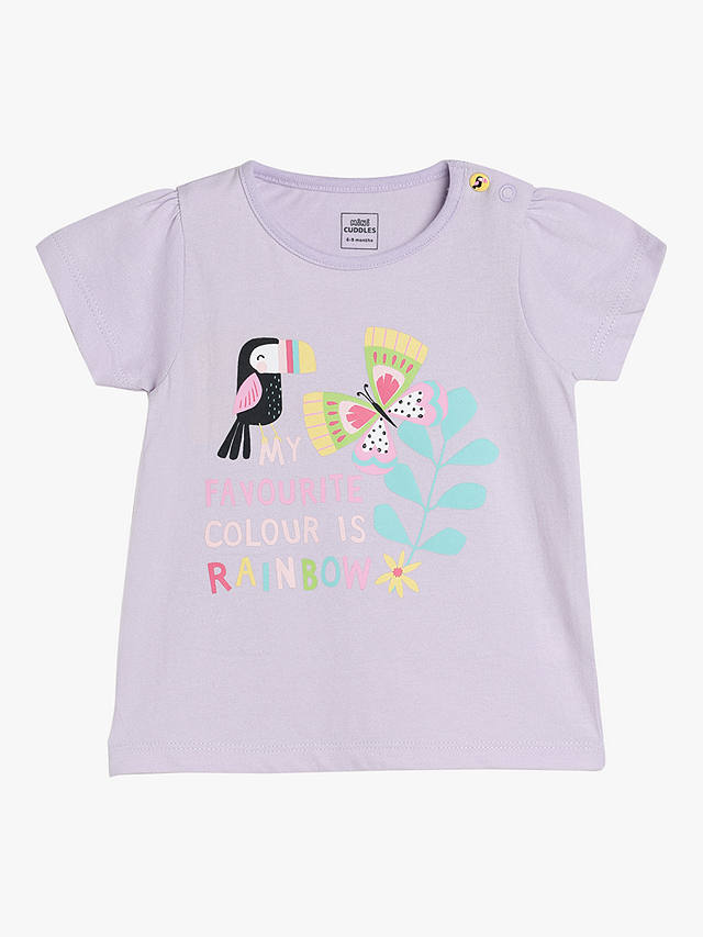 Mini Cuddles Baby Wavy Stripe, Floral & Tropical Bird Graphic T-Shirts, Pack Of 3, Pink/Multi