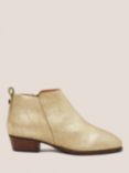 White Stuff Willow Leather Shoe Boots, Gold, Gld Tn Met