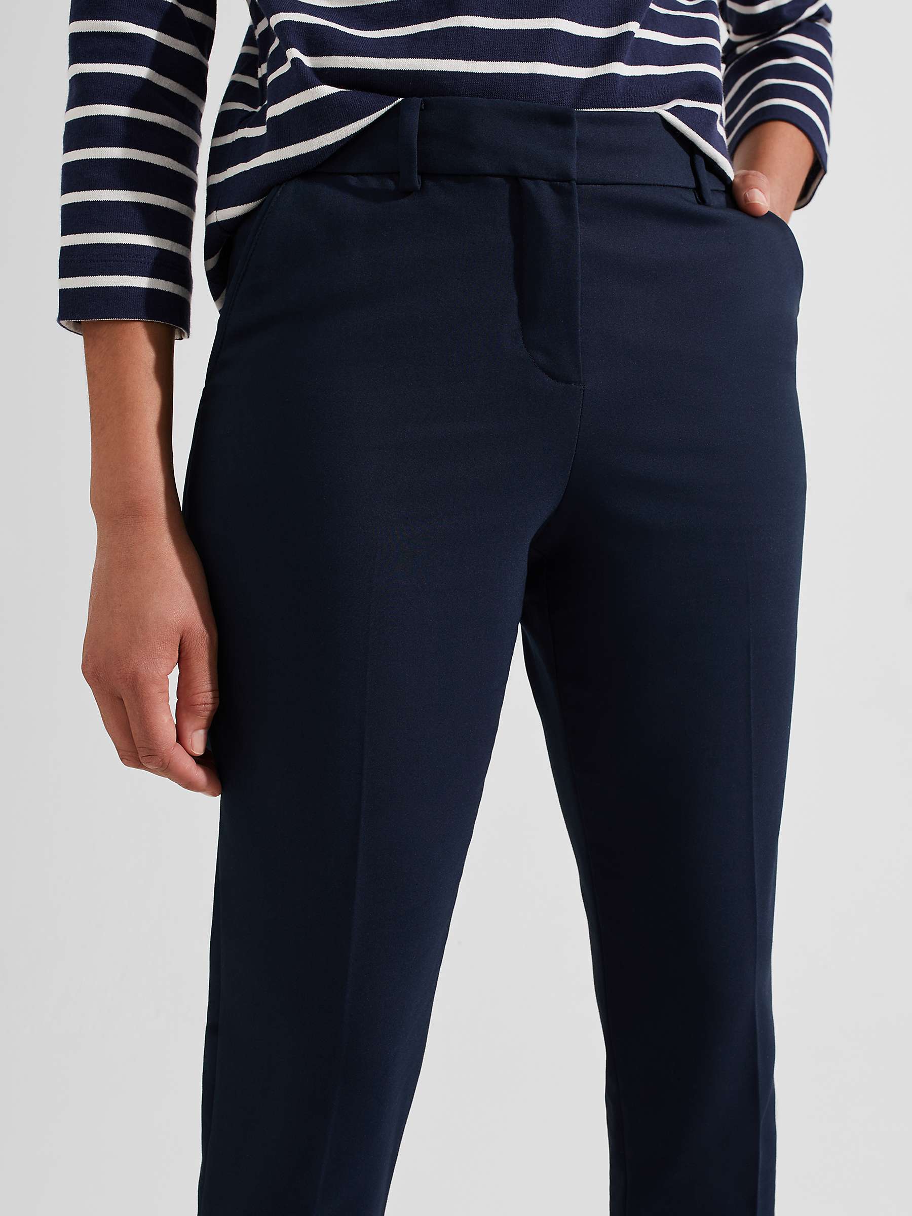 Buy Hobbs Quin Cotton Blend Trousers, Navy Online at johnlewis.com