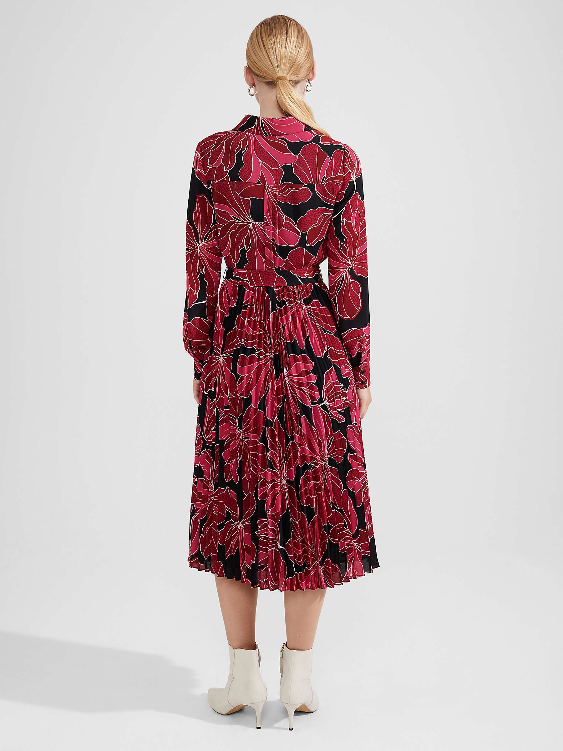Buy Hobbs Laurenza Pleated Dress, Black/Pink Online at johnlewis.com