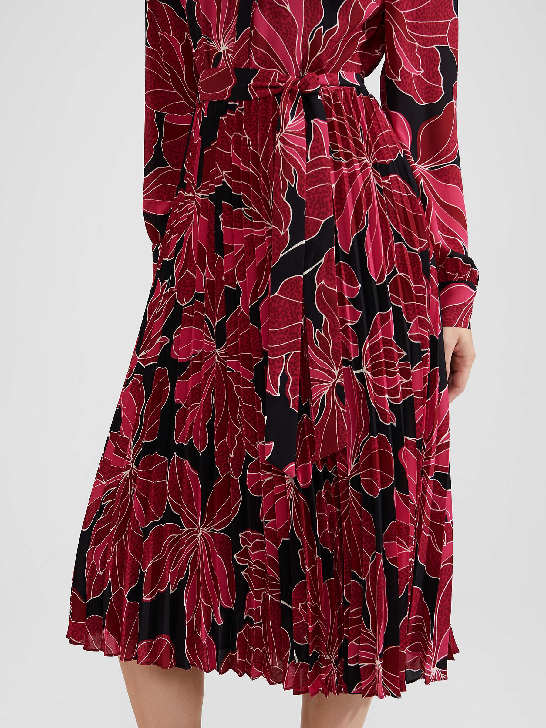 Buy Hobbs Laurenza Pleated Dress, Black/Pink Online at johnlewis.com