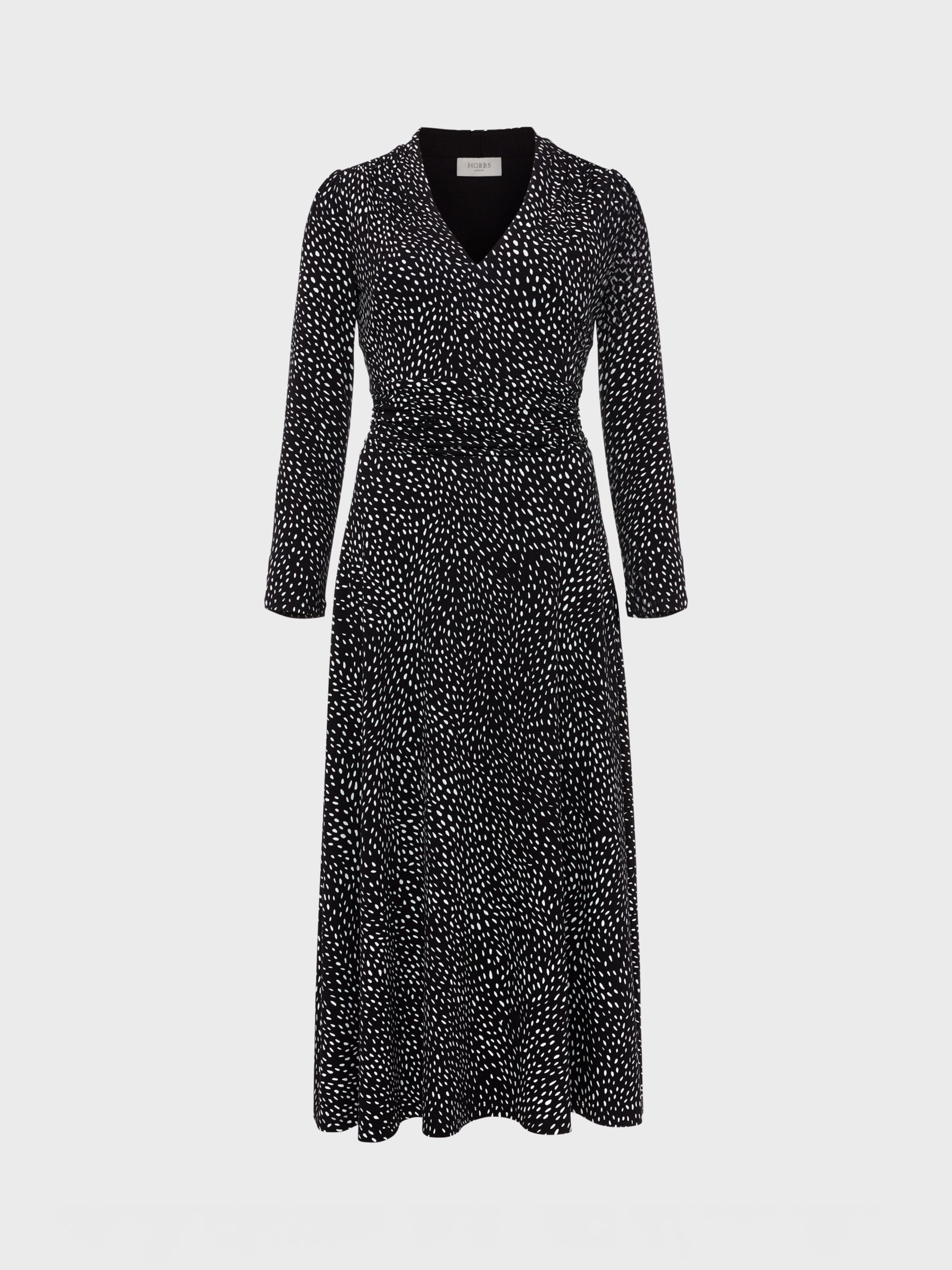Hobbs Drew Ecovero Print Jersey Dress, Black/Ivory, 10