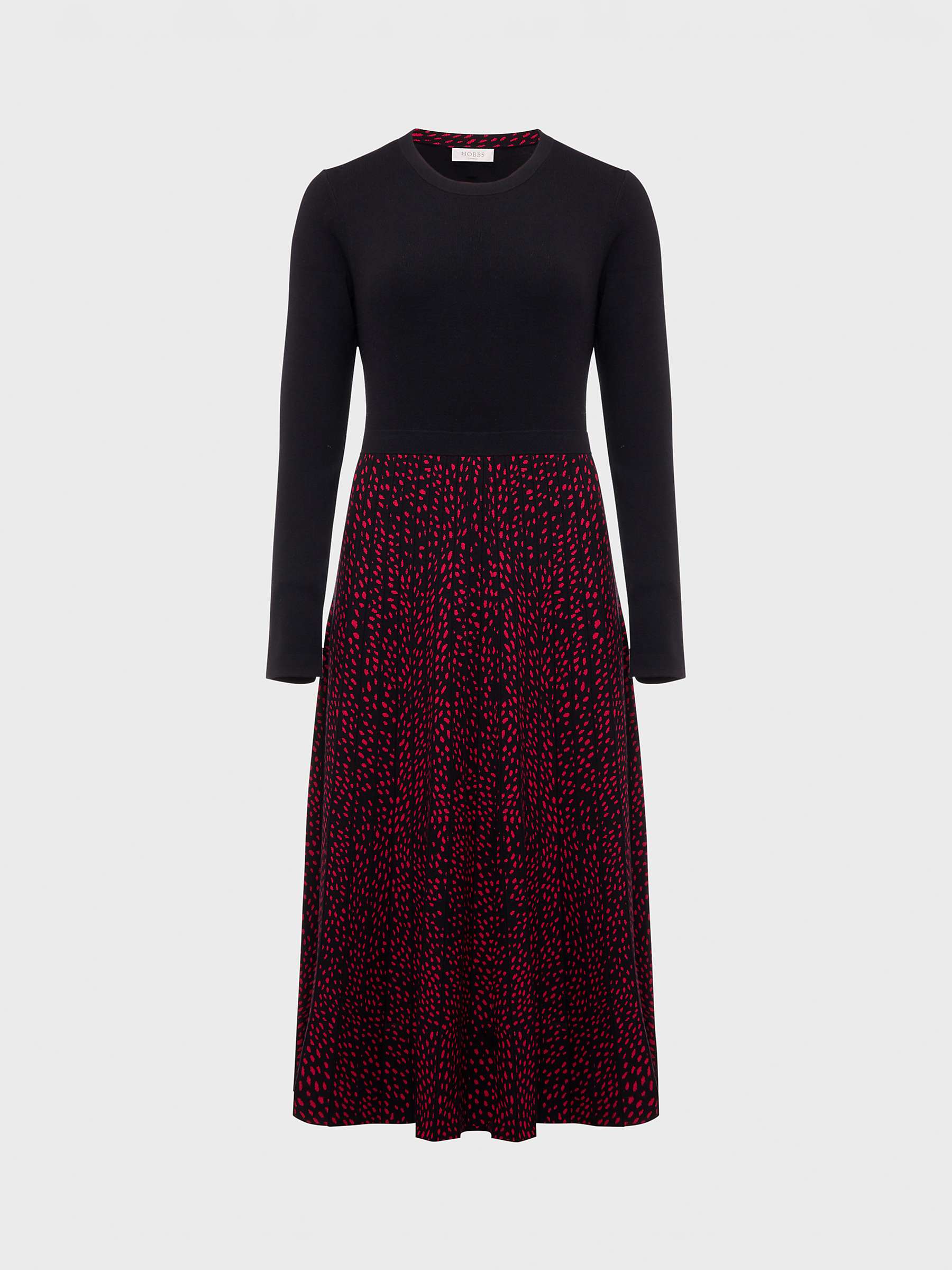 Buy Hobbs Harlie Knitted Dress, Black Cerise Online at johnlewis.com