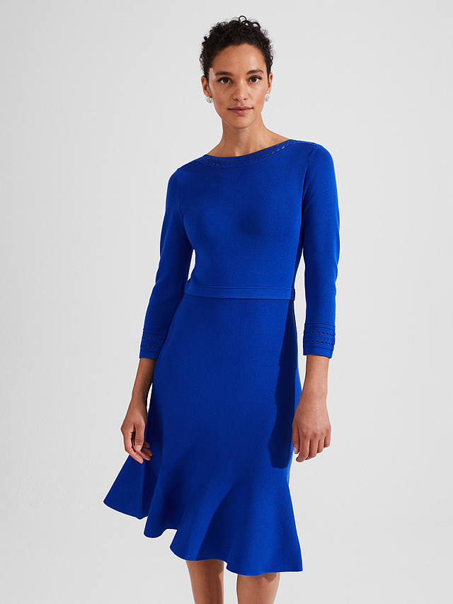 Hobbs Quinn Knitted Dress, Egyptian Blue