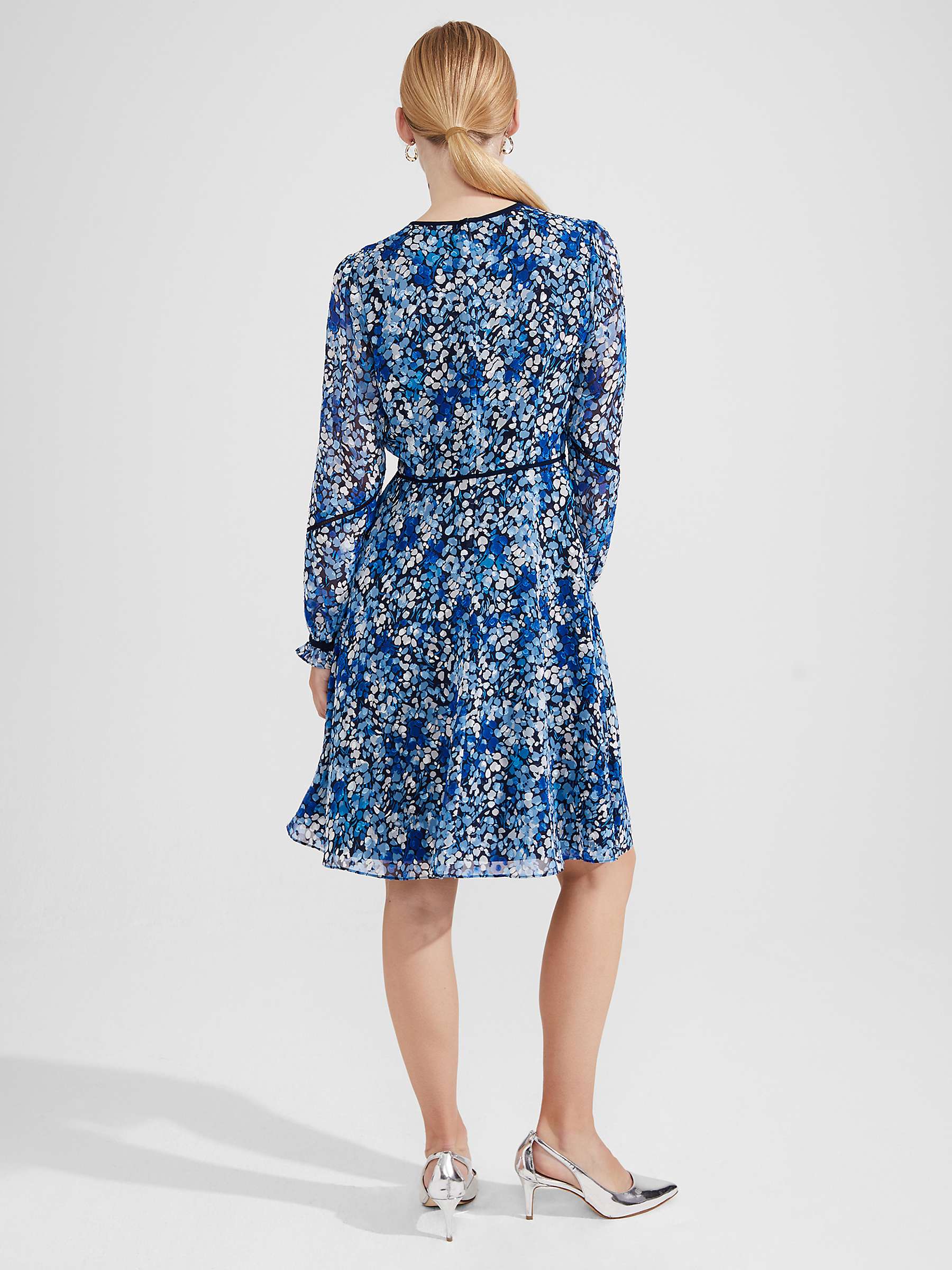 Buy Hobbs Sasha Knee Length Dress, Blue/Multi Online at johnlewis.com
