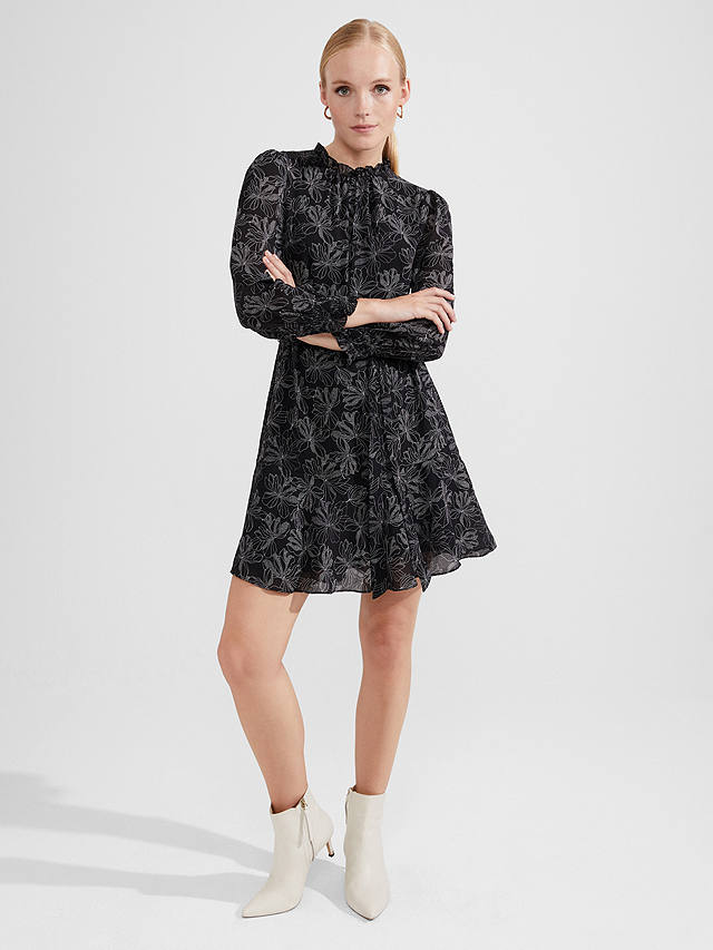 Hobbs Natalie Long Sleeve Mini Dress, Black/Ivory