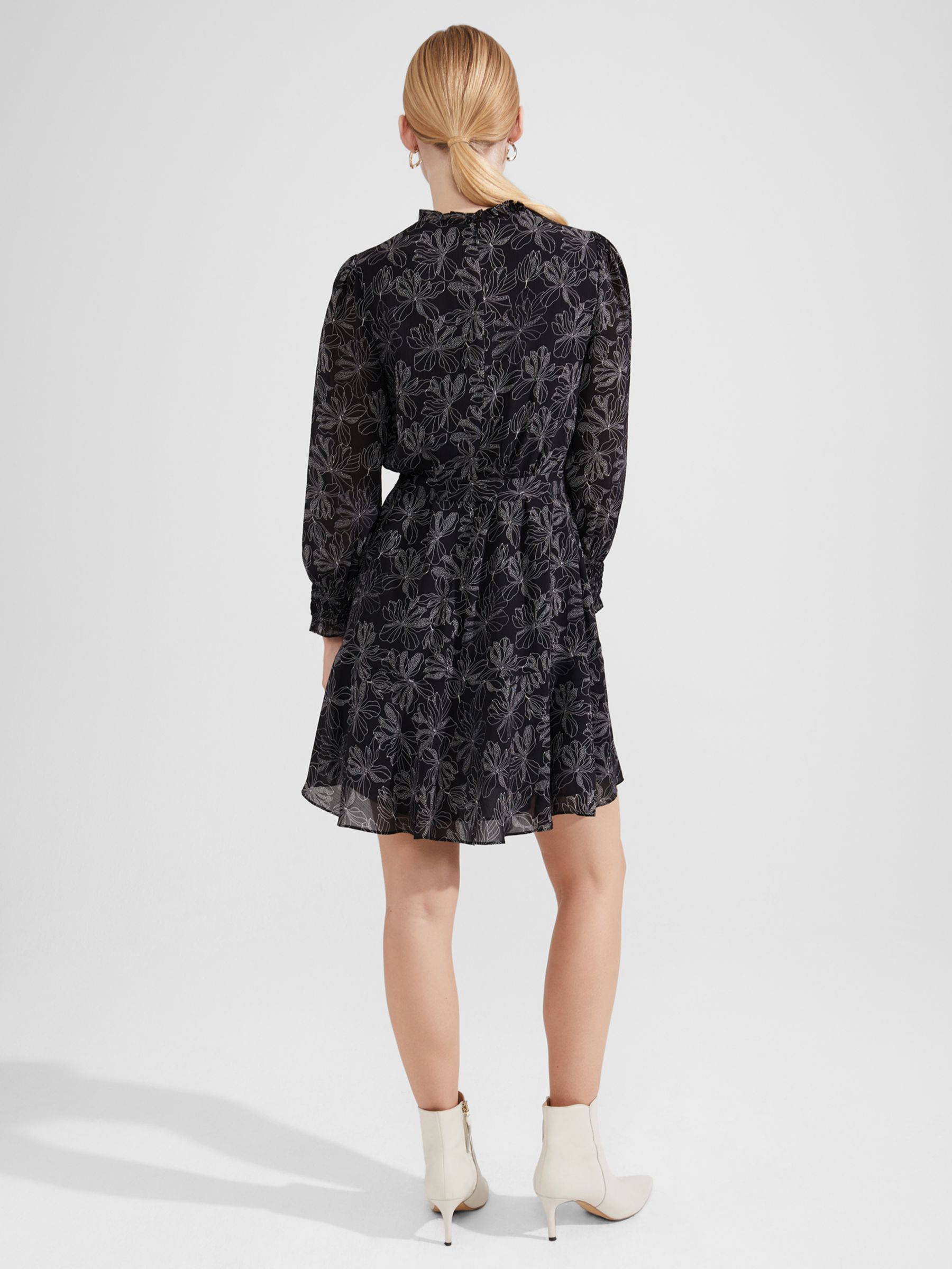 Buy Hobbs Natalie Long Sleeve Mini Dress, Black/Ivory Online at johnlewis.com