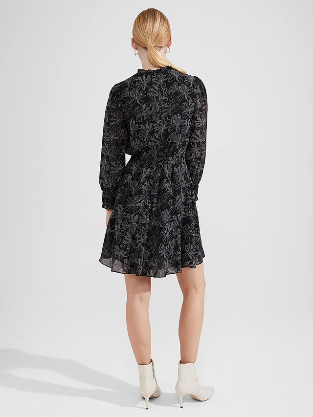 Hobbs Natalie Long Sleeve Mini Dress, Black/Ivory