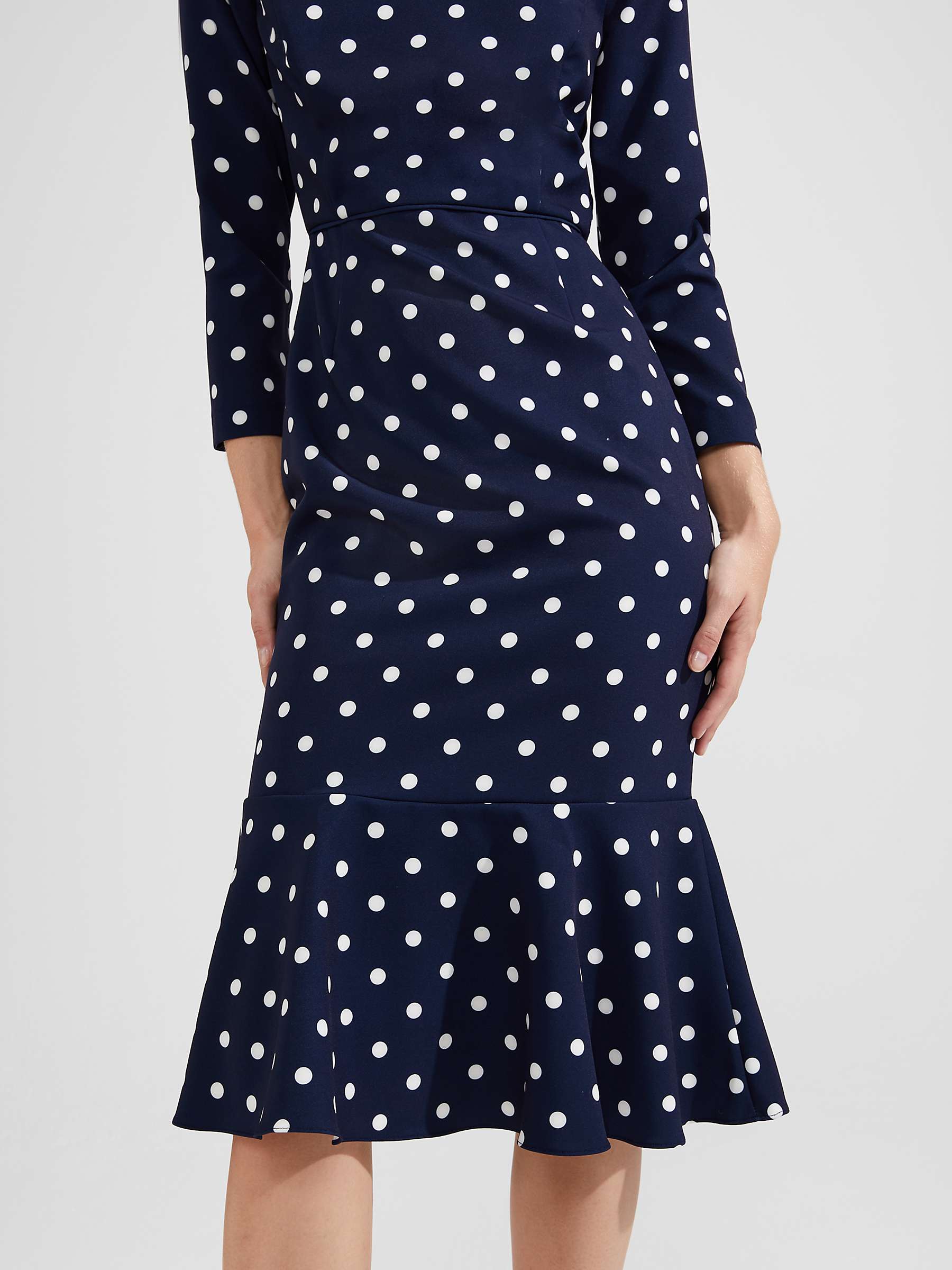 Buy Hobbs Liza Polka Dot Knee Length Dress, Navy/Ivory Online at johnlewis.com