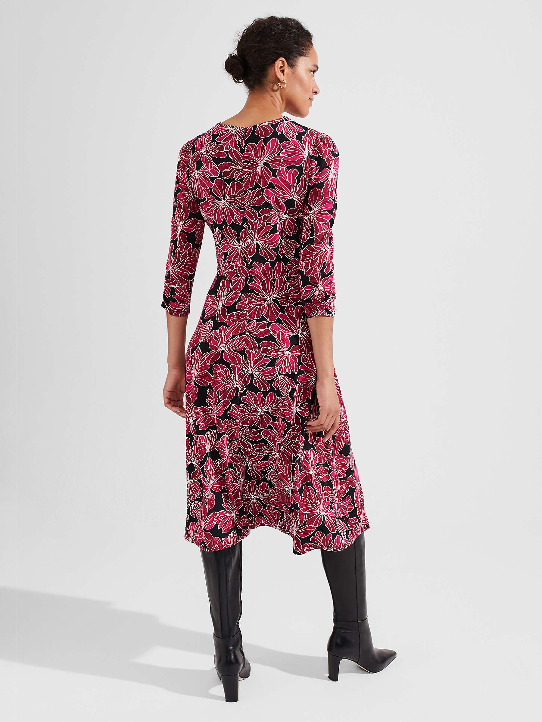 Buy Hobbs Mabel Floral Jersey Dress, Black/Pink Online at johnlewis.com