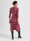 Hobbs Mabel Floral Jersey Dress, Black/Pink, Black/Pink