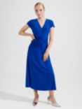 Hobbs Daniella Ruched Waist Midi Dress, Egyptian Blue