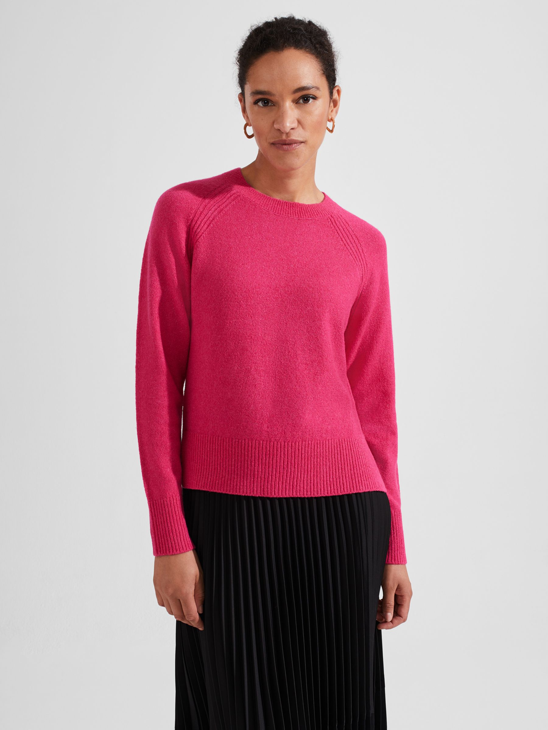 Hobbs Audrey Cashmere and Wool Jumper, Pink Marl at John Lewis