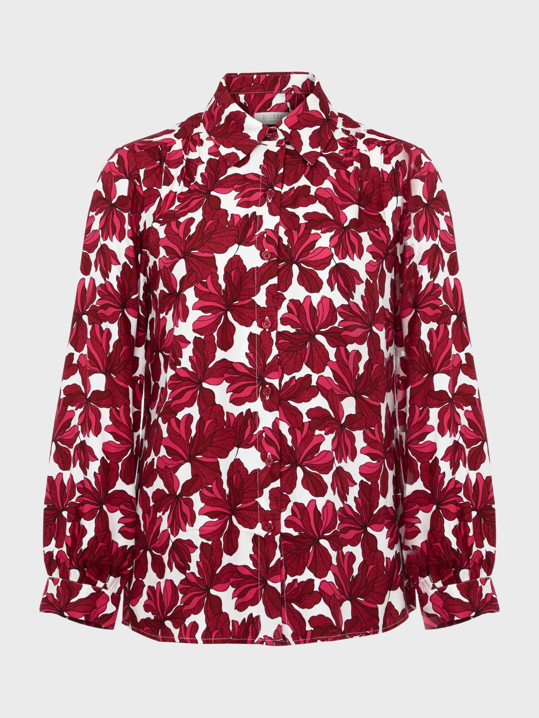 Hobbs Livia Ecovero Floral Blouse, Pink/Ivory at John Lewis & Partners