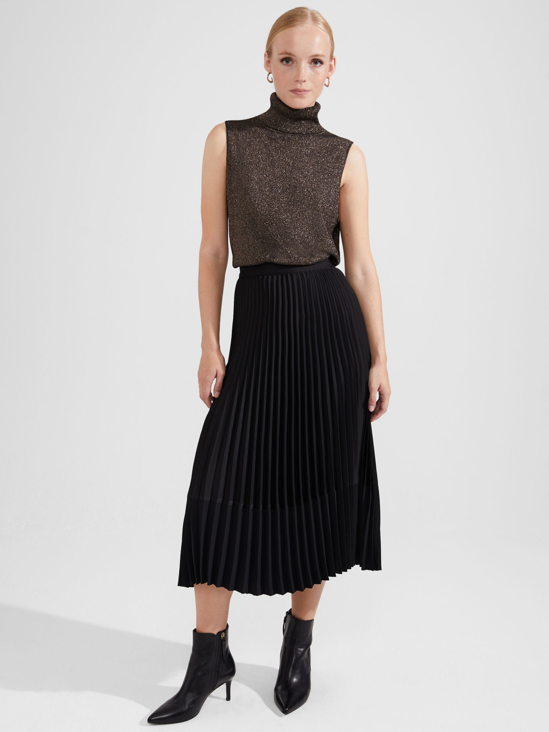 Hobbs Thandie Midi Skirt, Black at John Lewis & Partners