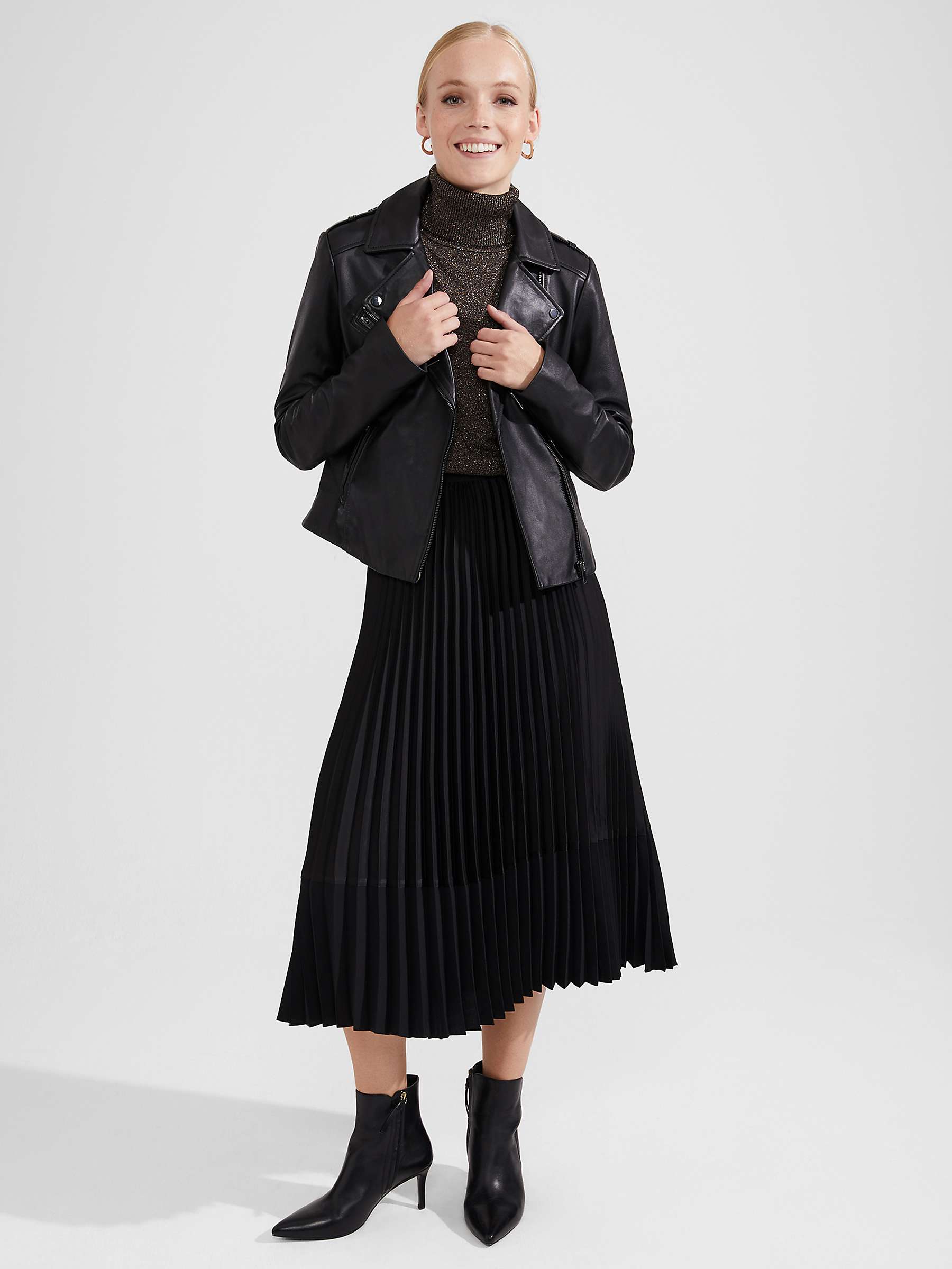 Buy Hobbs Thandie Midi Skirt, Black Online at johnlewis.com