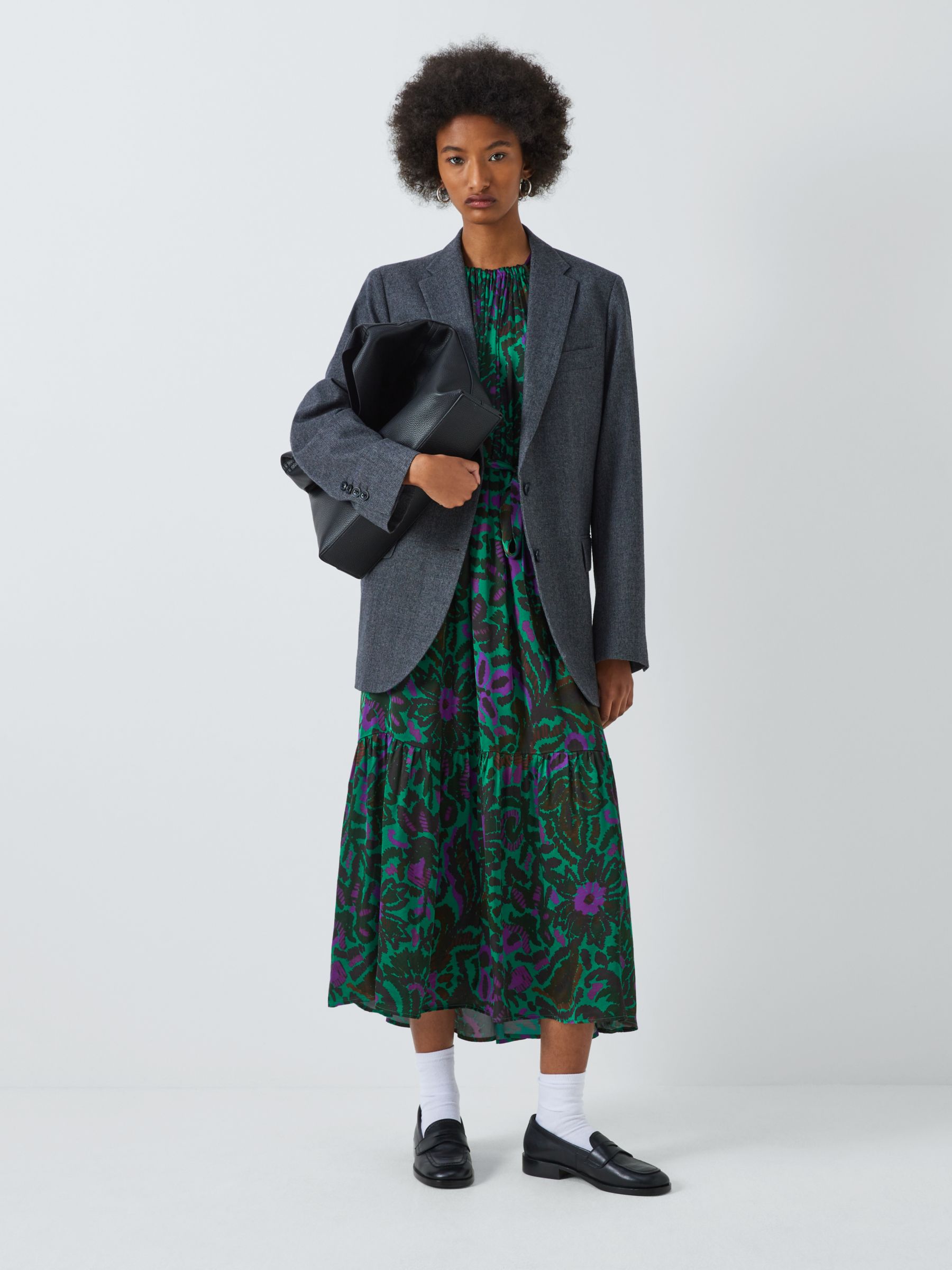 Velvet by Graham & Spencer Kareese Abstract Print Satin Maxi Dress, Green/Multi, M