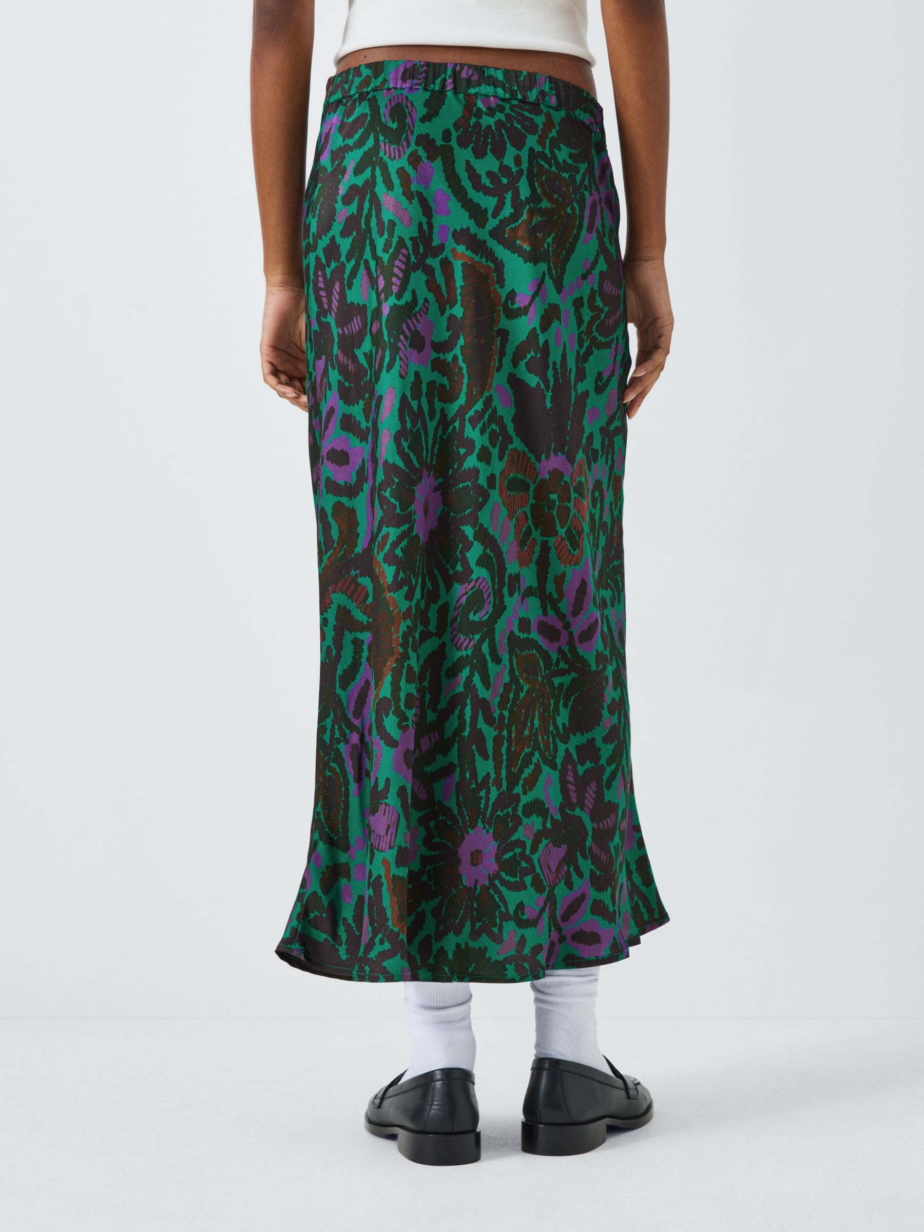 Velvet by Graham & Spencer Kaiya Abstract Print Midi Skirt, Green/Multi, M