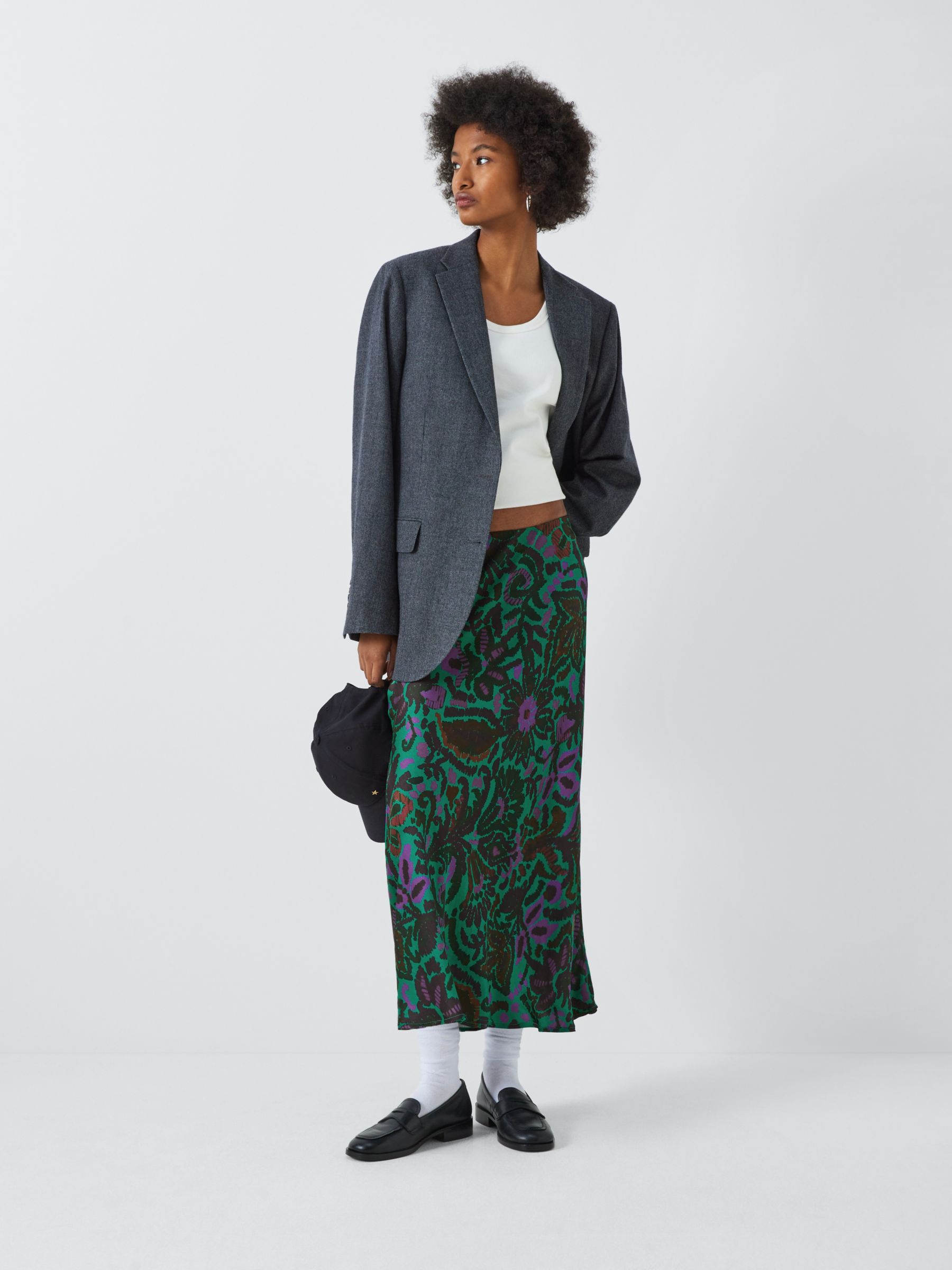 Buy Velvet by Graham & Spencer Kaiya Abstract Print Midi Skirt, Green/Multi Online at johnlewis.com