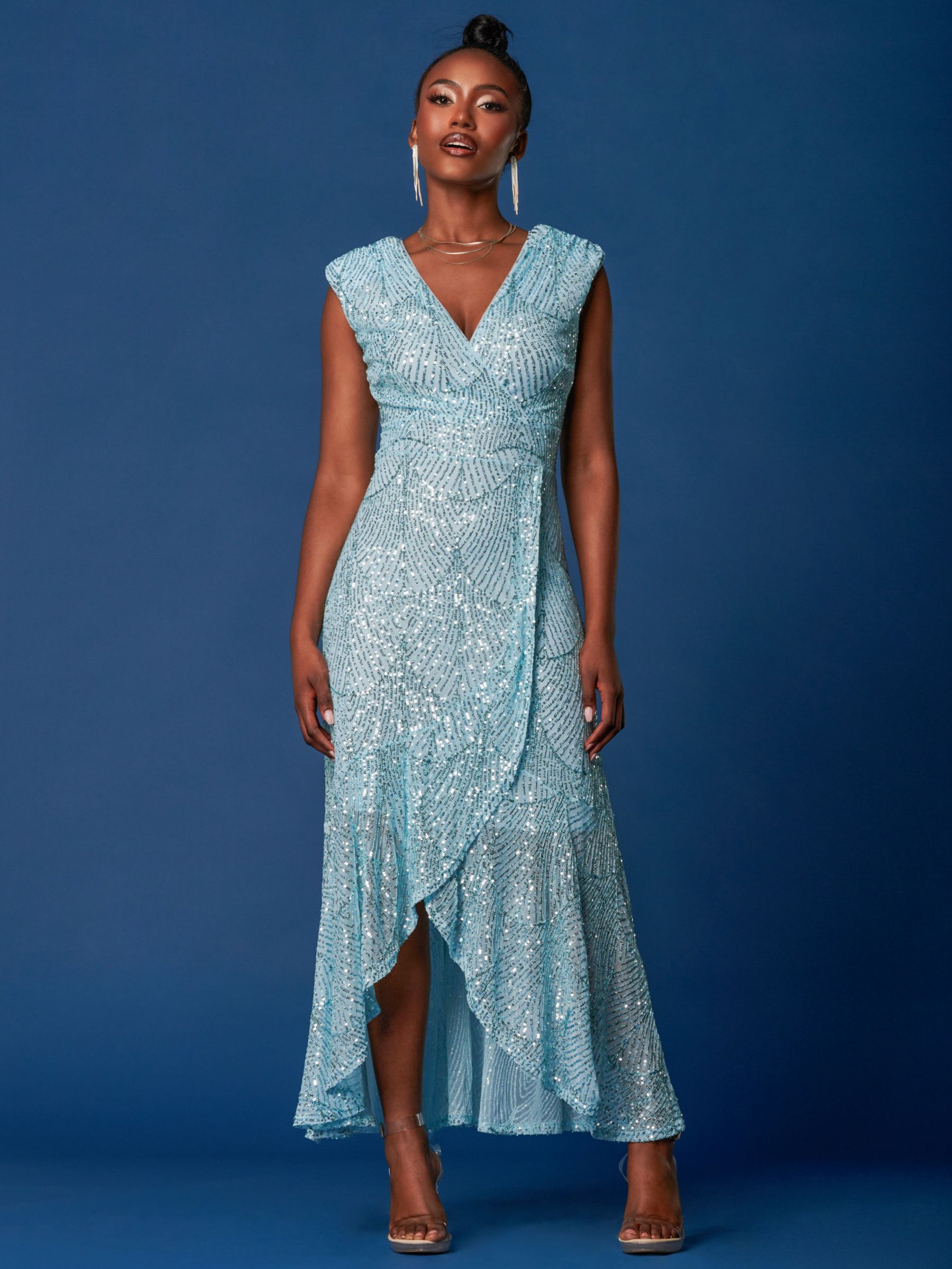 Light blue 2024 wrap maxi dress