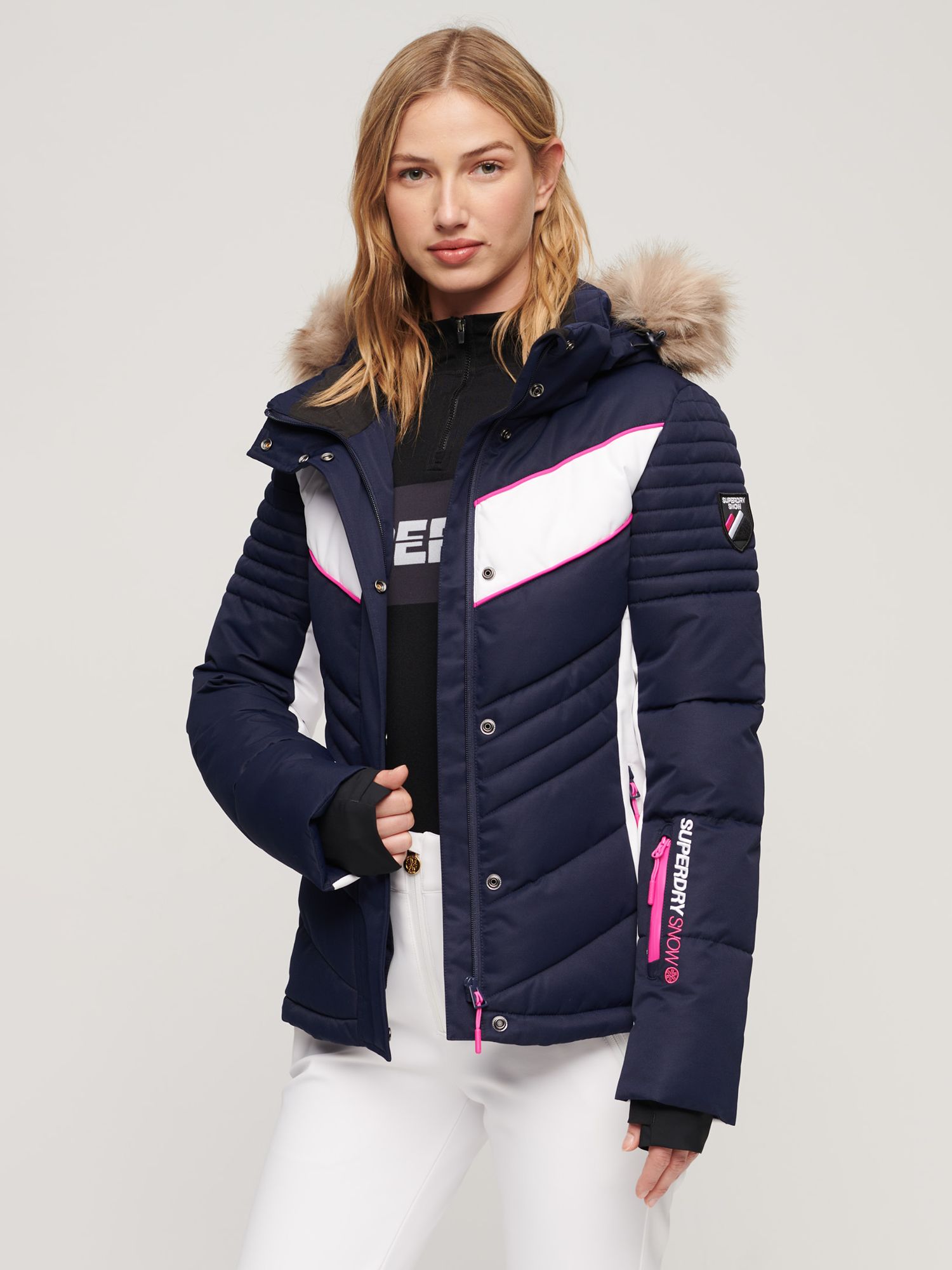 Superdry Ski Luxe Women's Puffer Jacket, Rich Navy at John Lewis & Partners
