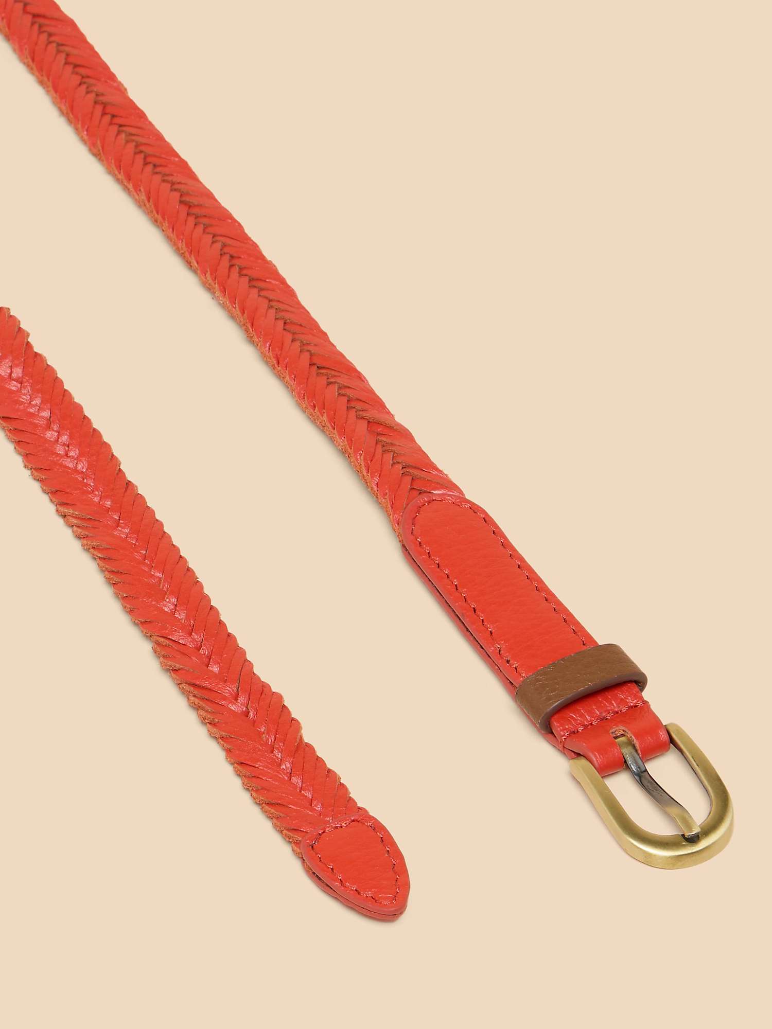 Buy White Stuff Leather Skinny Belt, Bright Orange Online at johnlewis.com