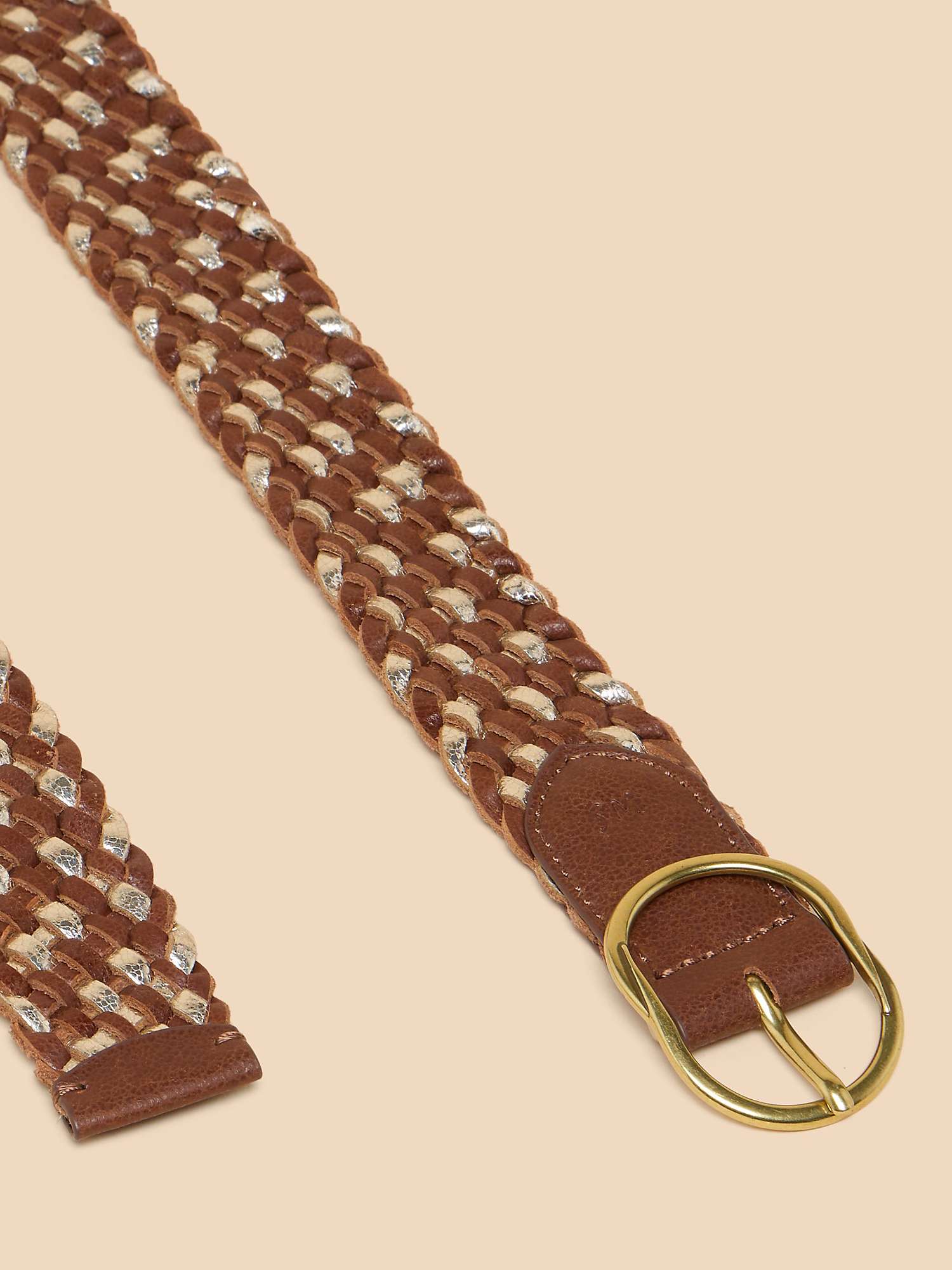 Buy White Stuff Leather Weave Belt, Tan/Multi Online at johnlewis.com