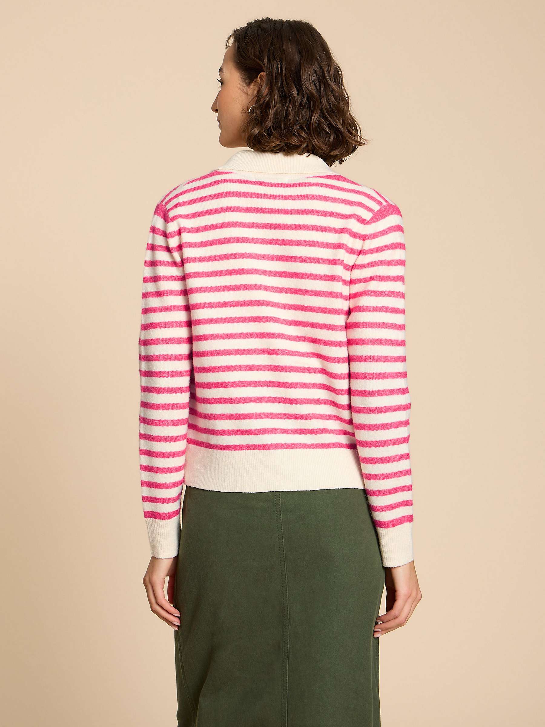 Buy White Stuff Peony Collared Stripe Cardigan, Pink/Multi Online at johnlewis.com