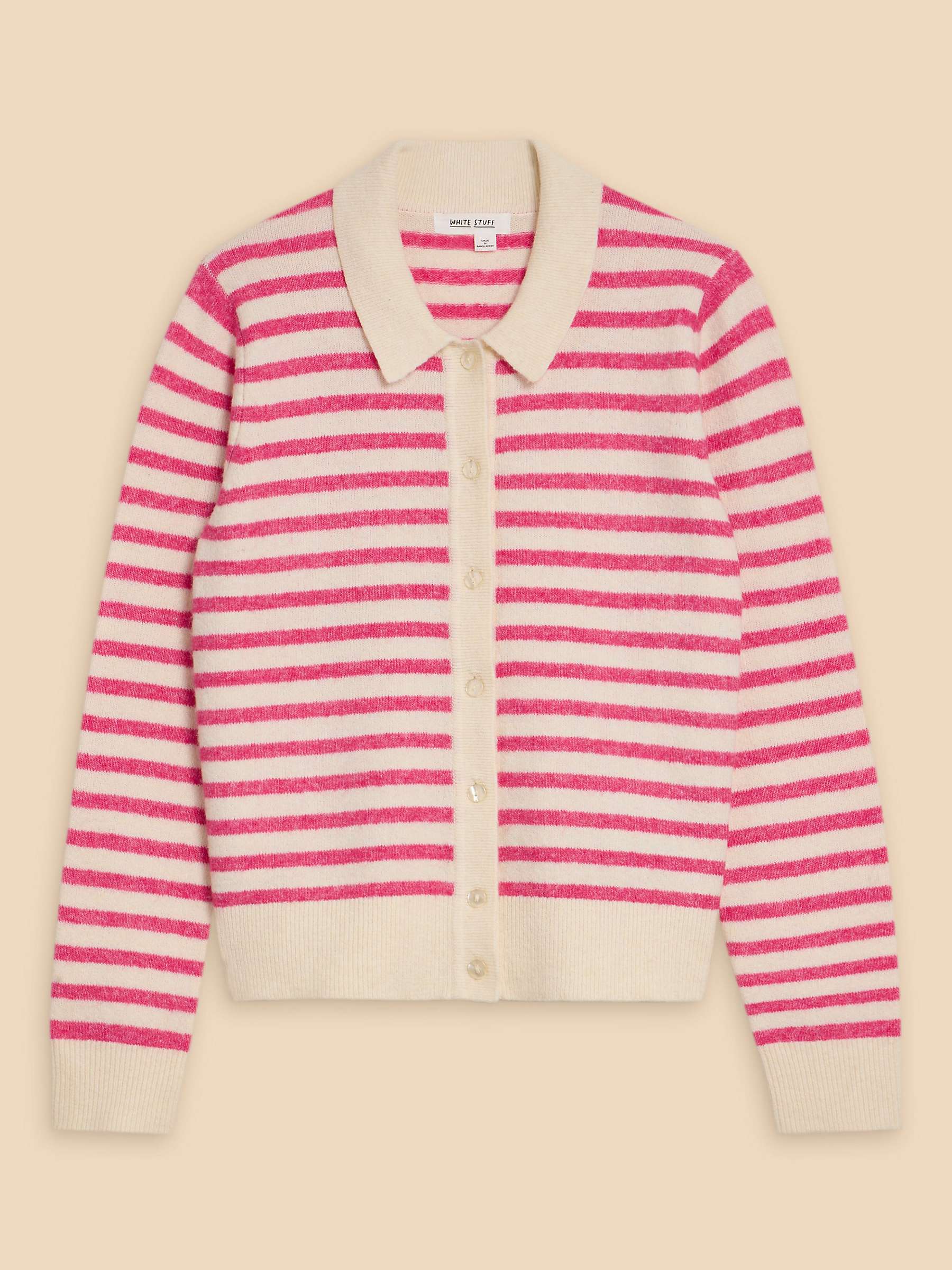 Buy White Stuff Peony Collared Stripe Cardigan, Pink/Multi Online at johnlewis.com