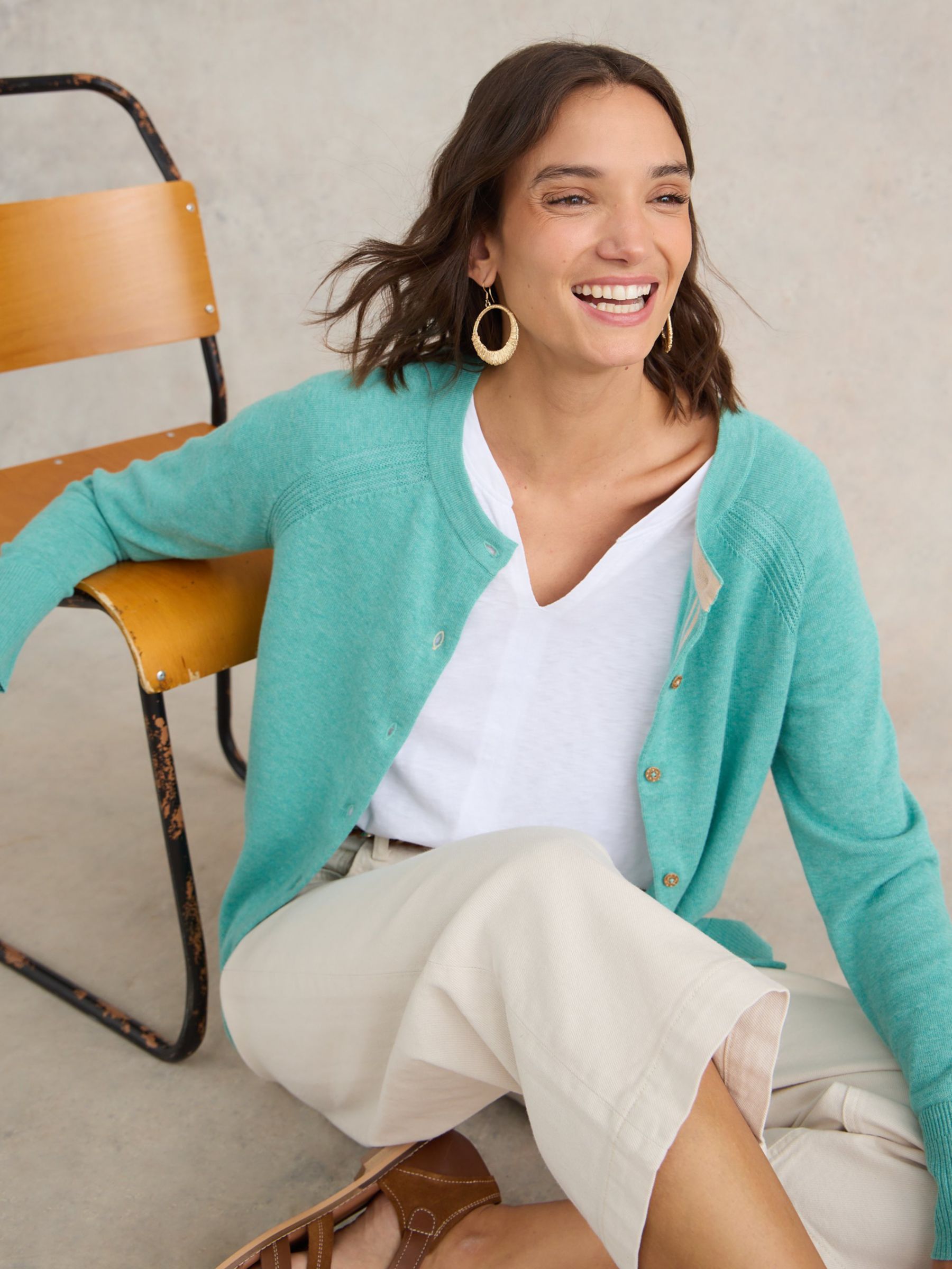 Buy White Stuff Lulu Cotton Button Up Cardigan, Mid Teal Online at johnlewis.com