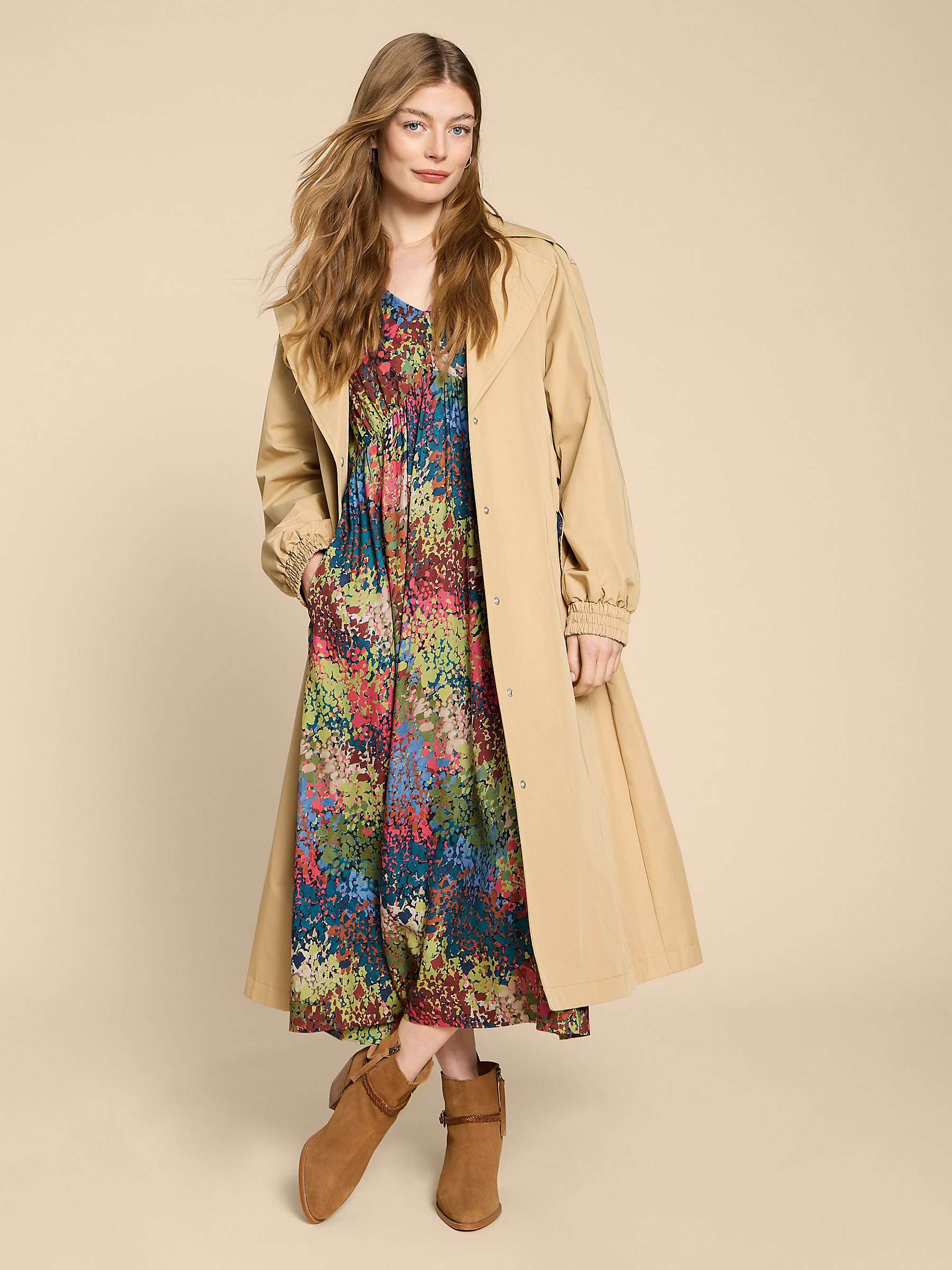 Buy White Stuff Lucy Ecovero Midi Dress, Pink/Multi Online at johnlewis.com