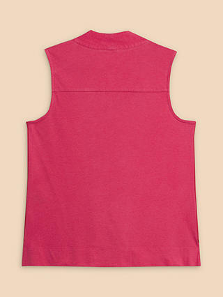 White Stuff Celia Linen Blend V-Neck Shirt, Mid Pink