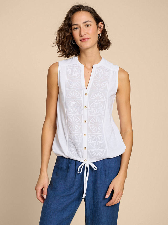 White Stuff Tulip Jersey Sleeveless Top, Pale Ivory