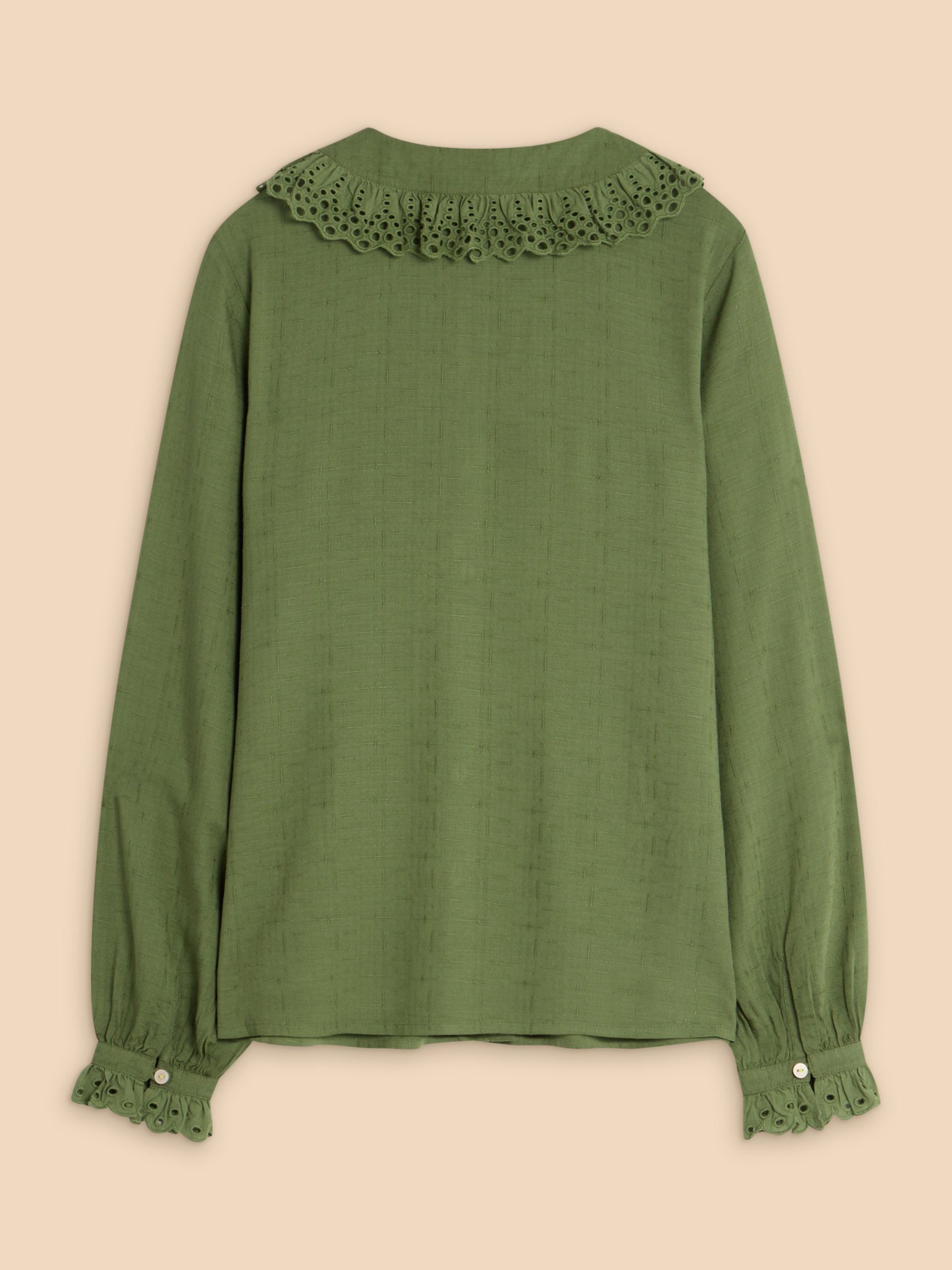 Buy White Stuff Lara Broderie Shirt, Mid Green Online at johnlewis.com