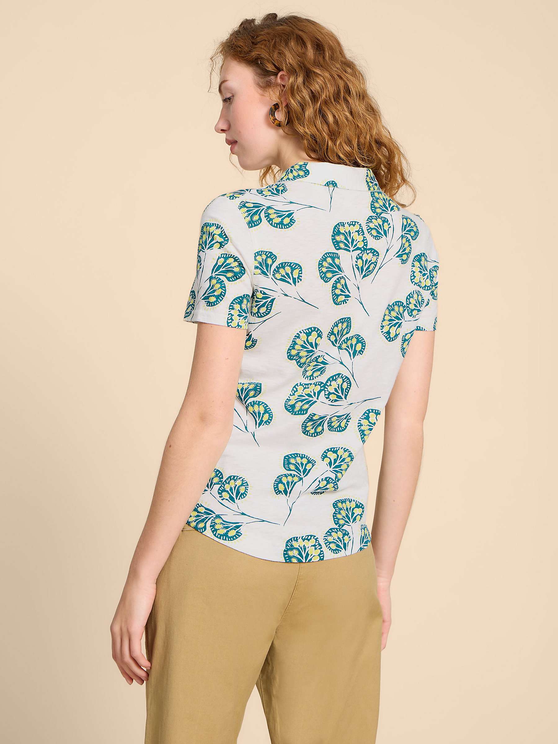 Buy White Stuff Leaf Print Pocket Jersey Shirt, Ivory/Multi Online at johnlewis.com
