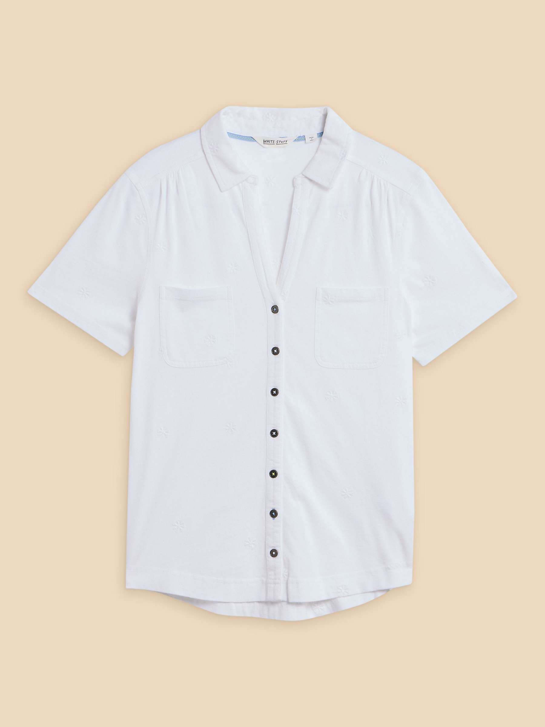 Buy White Stuff Penny Pocket Embroidered Shirt, Pale Ivory Online at johnlewis.com